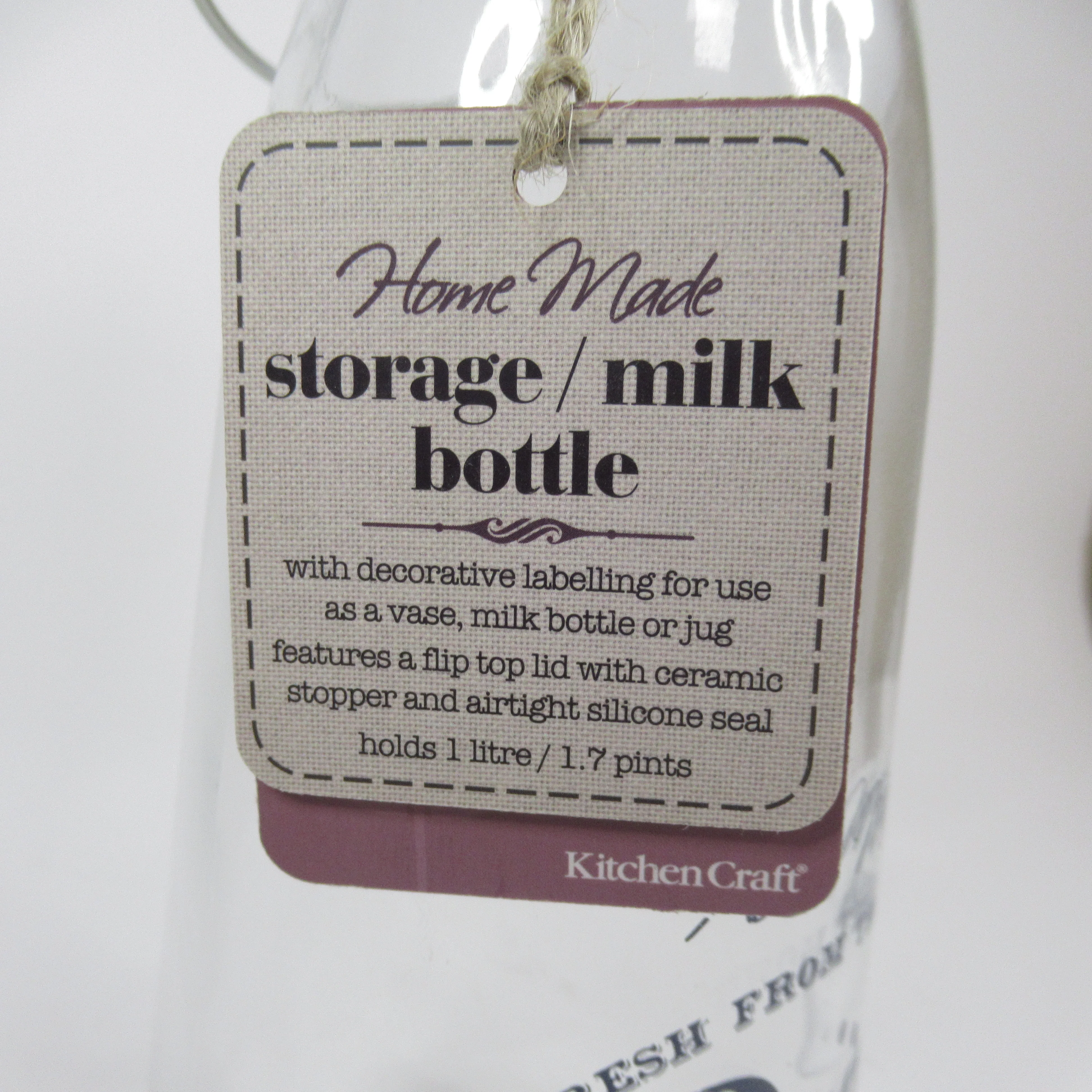 2x KitchenCraft Storage Milk Bottle 1 Litre 29cm Flip Lid | Pre-loved - Image 2
