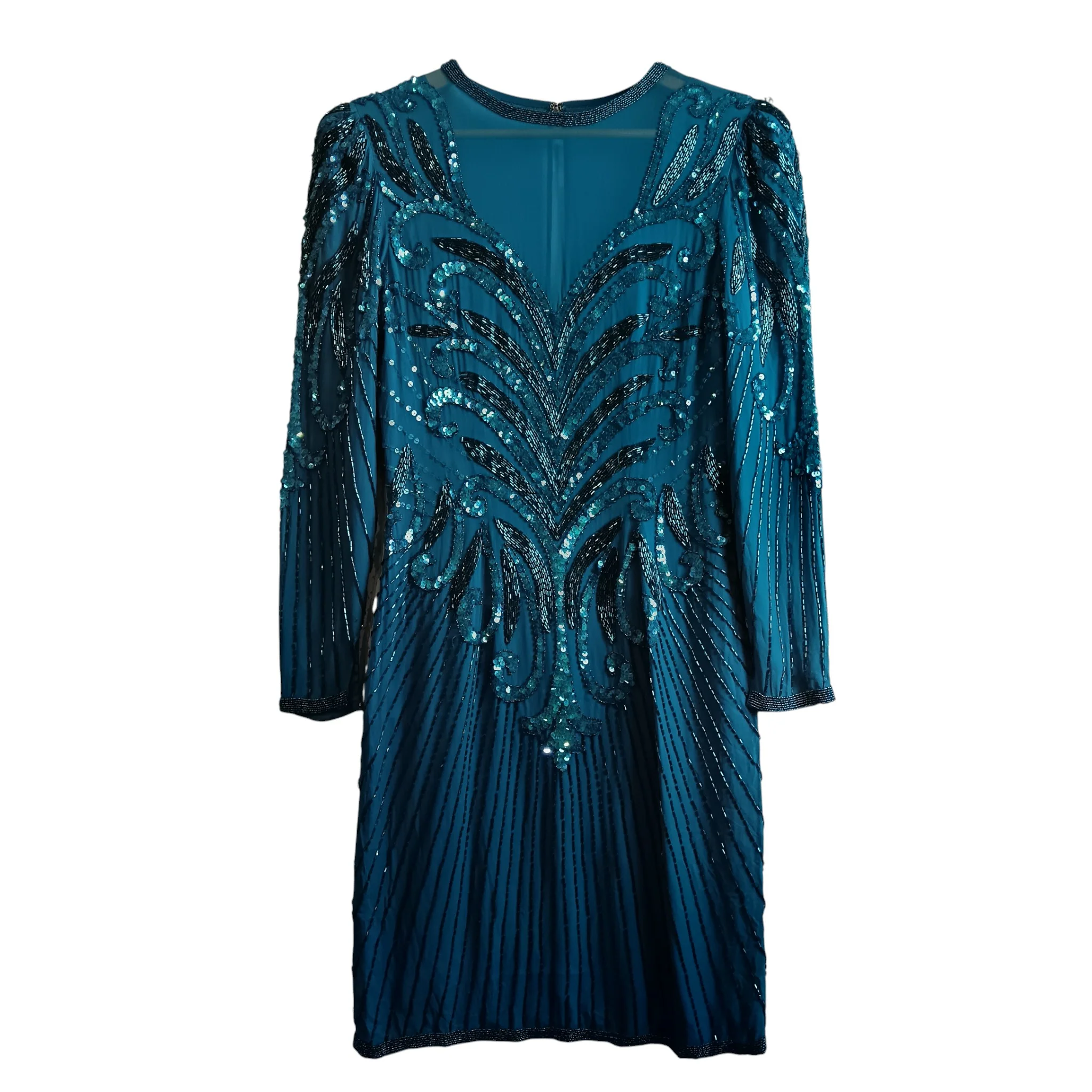 A.J Bari Petrol Blue Beaded Pure  Silk Dress UK Small - Womenswear | Pre-loved