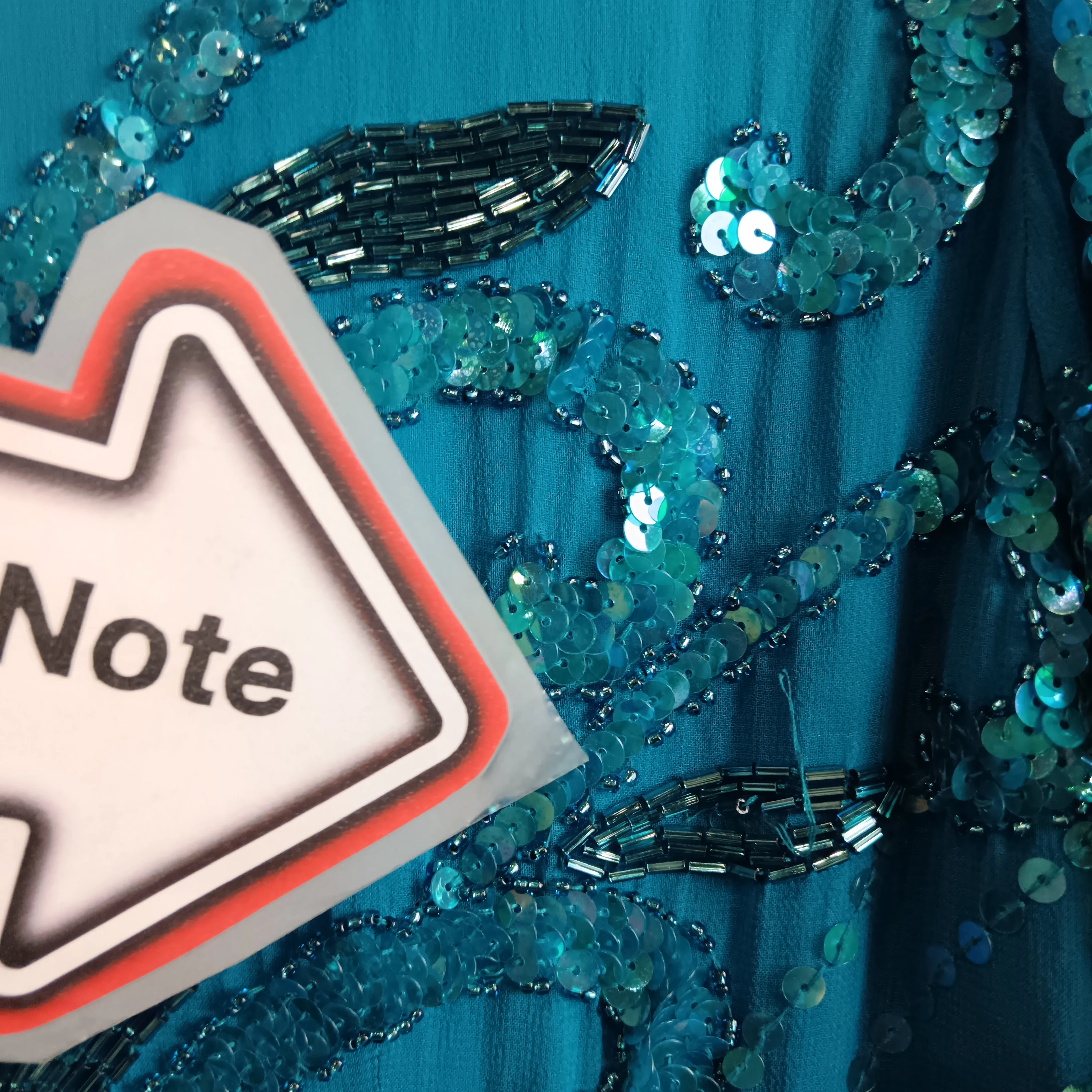 A.J Bari Petrol Blue Beaded Pure  Silk Dress UK Small - Womenswear | Pre-loved - Image 6