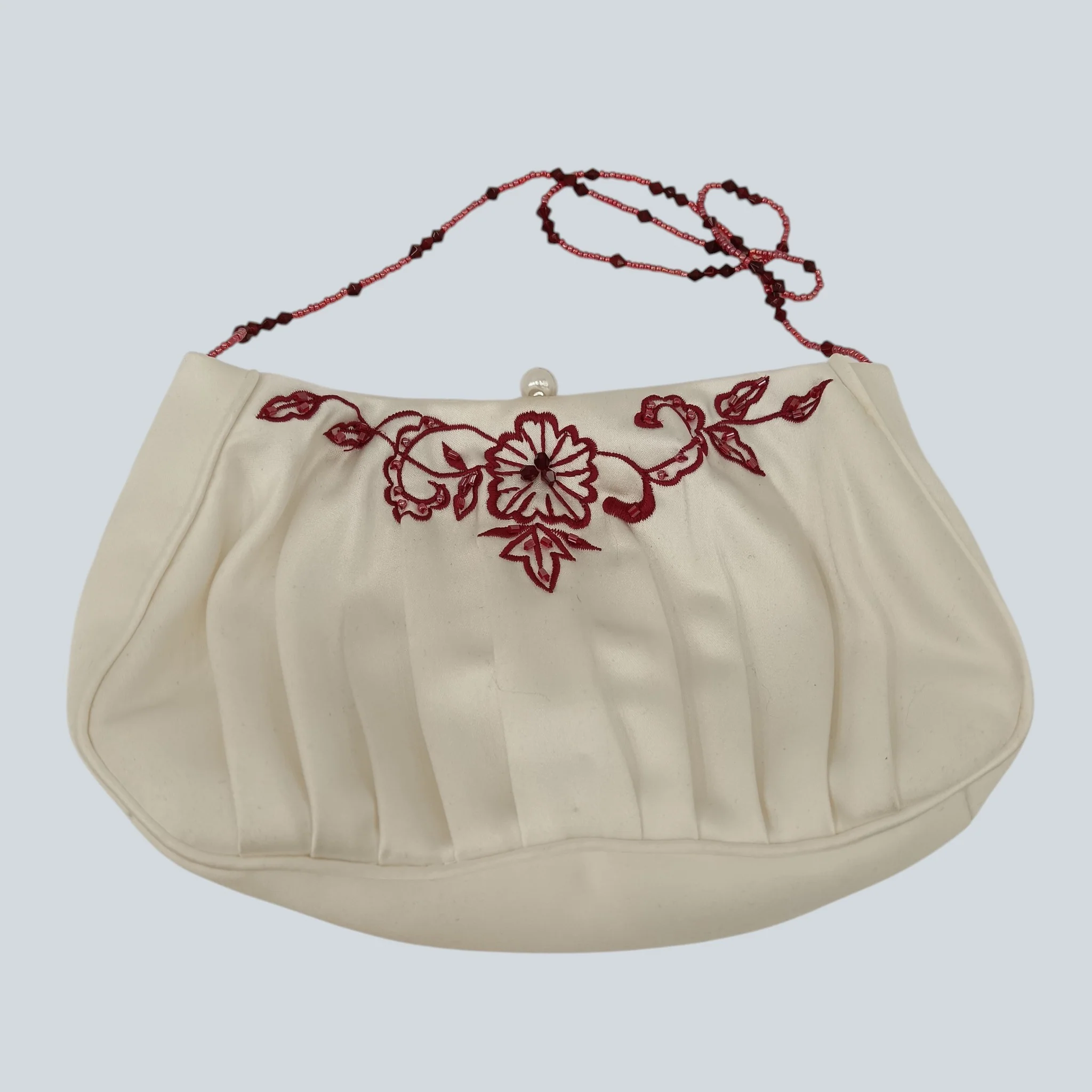 A&T by Lotus Orient Cop Hi-low White Wedding Dress Red Embroidered With Matching Shawl and Bag UK L - Womenswear | Pre-loved - Image 6