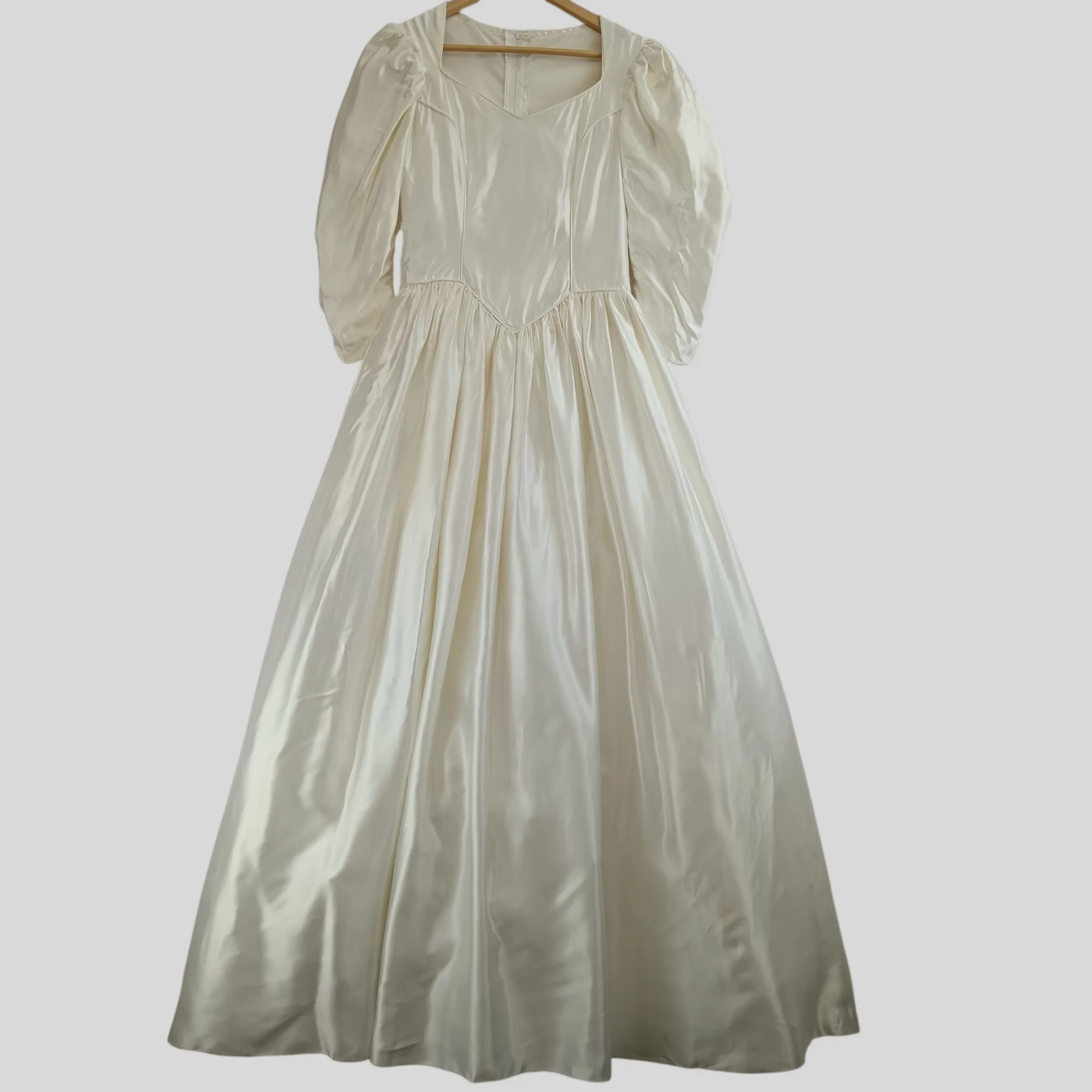 ABLC Vintage Ivory Wedding  Satin Dress UK S Ruched Sleeves  Womenswear | Pre-loved