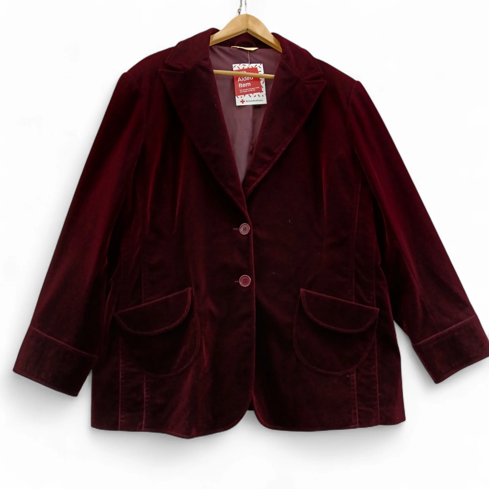 Agenda Burgundy Velvet Jacket UK 24 - Womenswear | Pre-loved