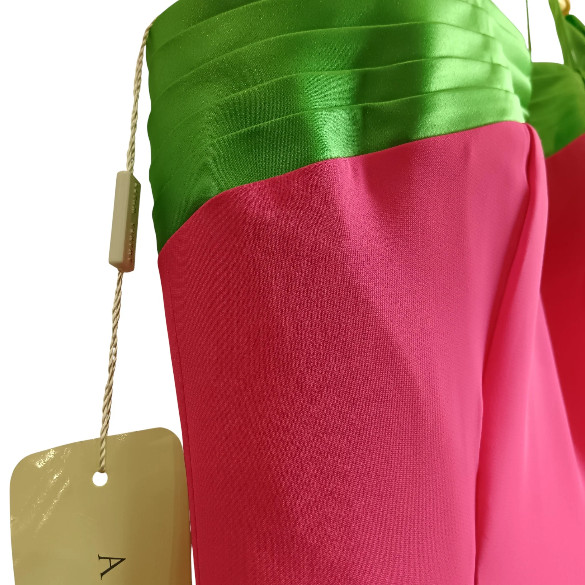 Amanda Wyatt Vivid Pink Green Satin Trim Full Length Women's Dress UK 8 -Tags On - Womenswear | Pre-loved - Image 4
