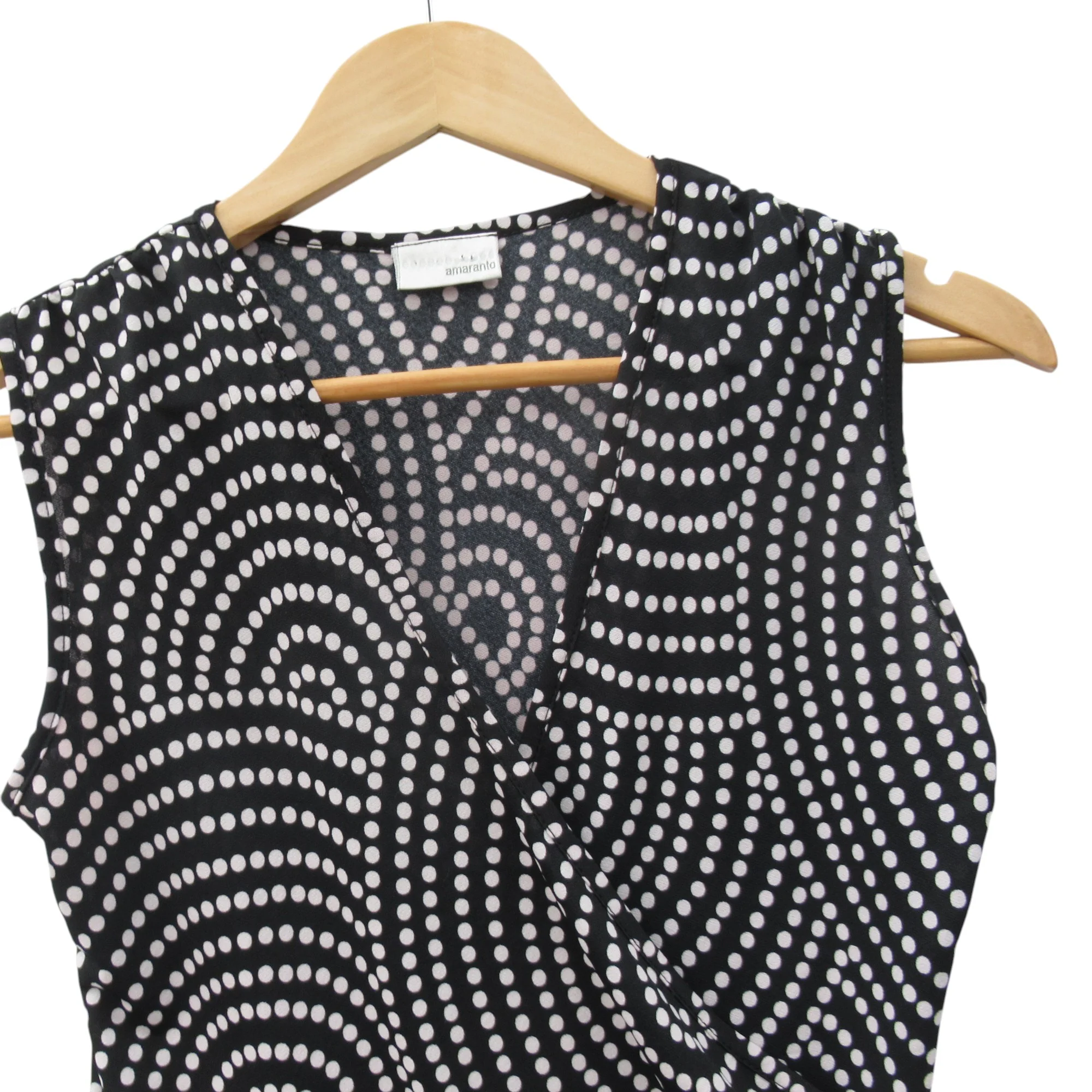 Amaranto Top Blouse UK 10 Black White Spot Womenswear | Pre-loved - Image 2