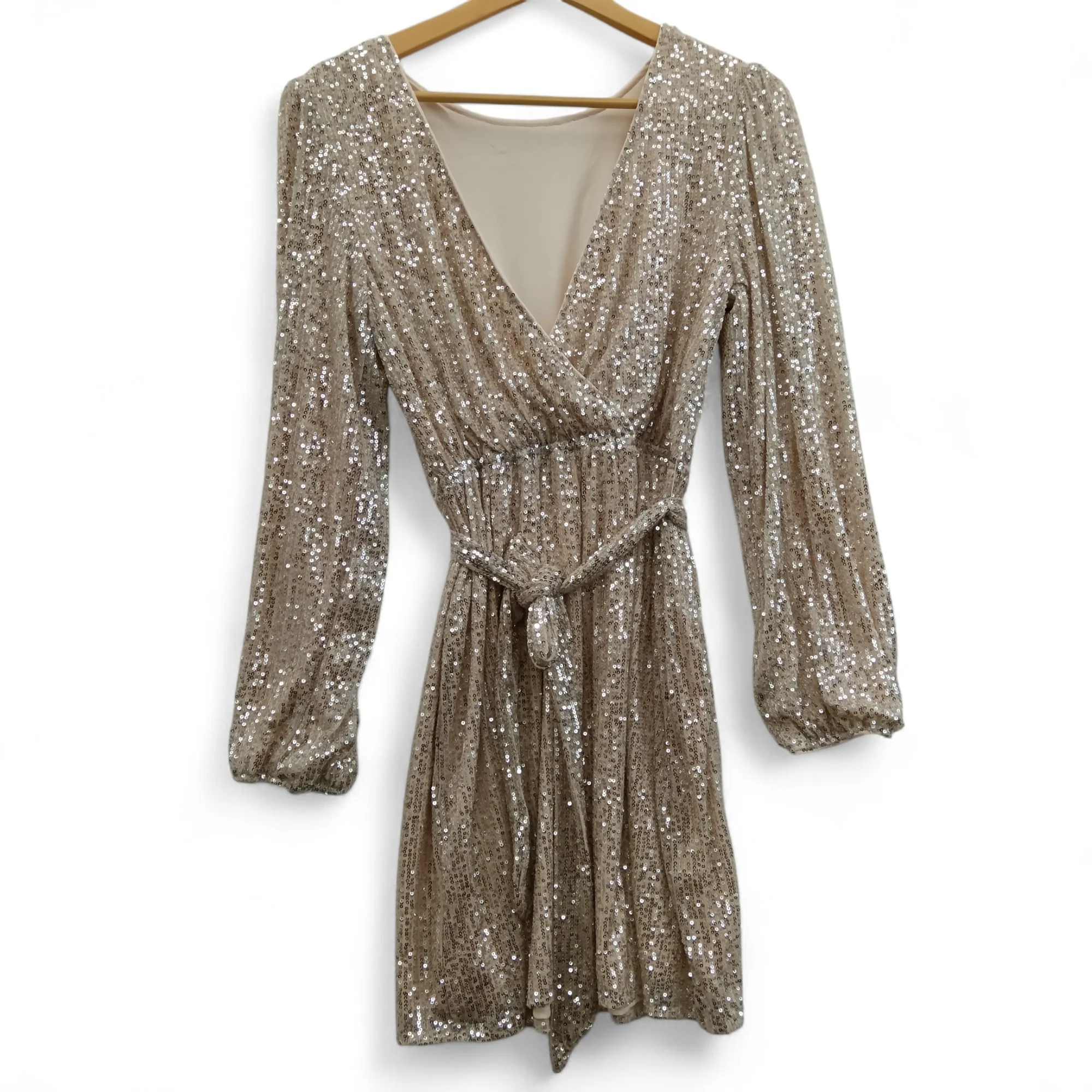 Apricot Sequins Lines Low Back Dress UK 8- Tags On- Womenswear | Pre-loved