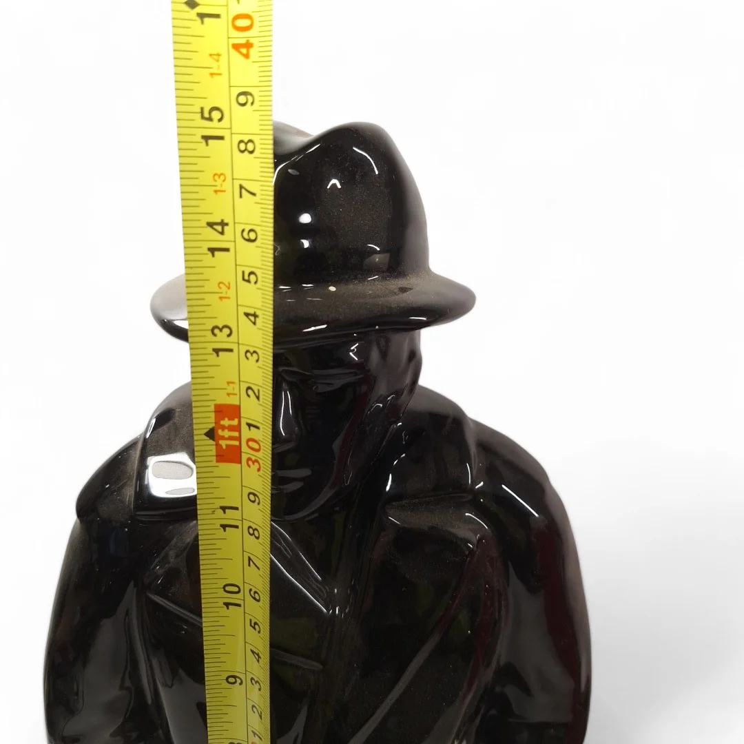 Art Deco Detective Bust Black Ceramic Decorative  | Preloved - Image 2
