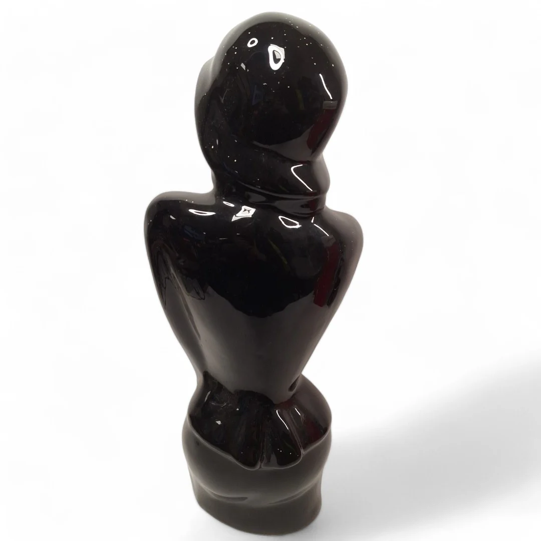 Art Deco Woman Figurine Bust Black Ceramic Decorative | Preloved - Image 4