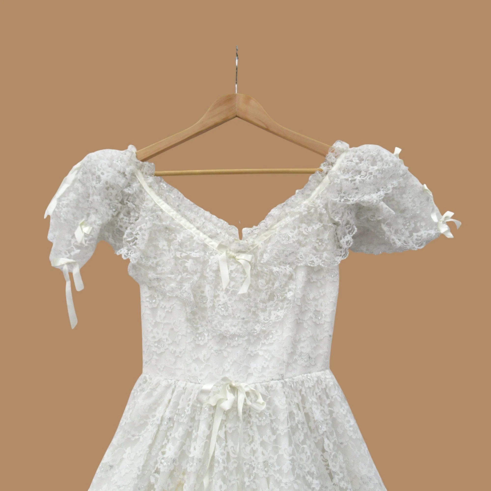 Berkertex Vintage Wedding Dress Small White Silver Womenswear | Pre-loved - Image 4