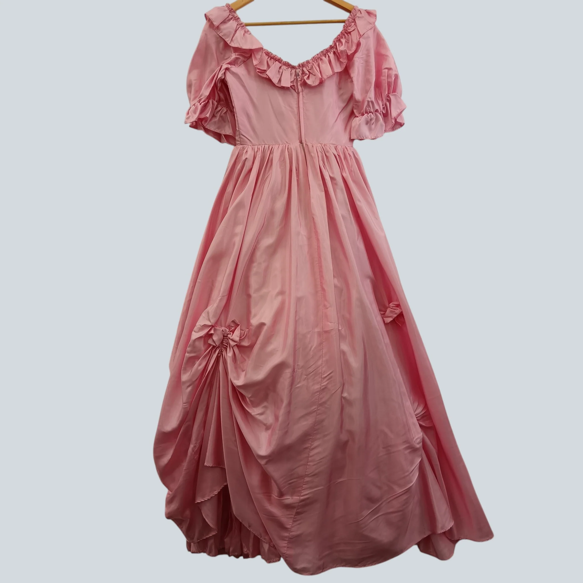 Berktrex Brides Vintage Pink Satin Bridesmaid Dress Puff Sleeves UK 12 Womenswear | Pre-loved - Image 2
