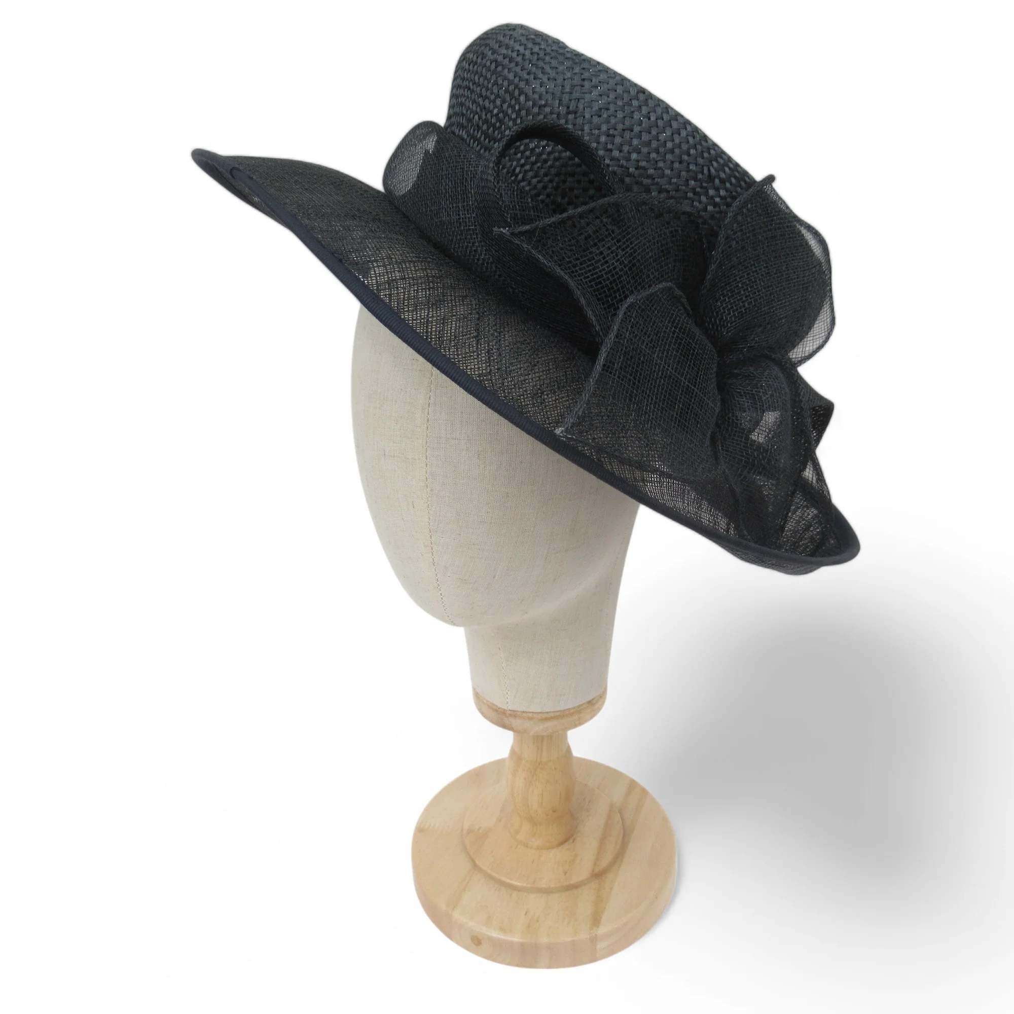 BHS Mother Of Bride Hat Navy Straw Vintage Womenswear | Pre-loved
