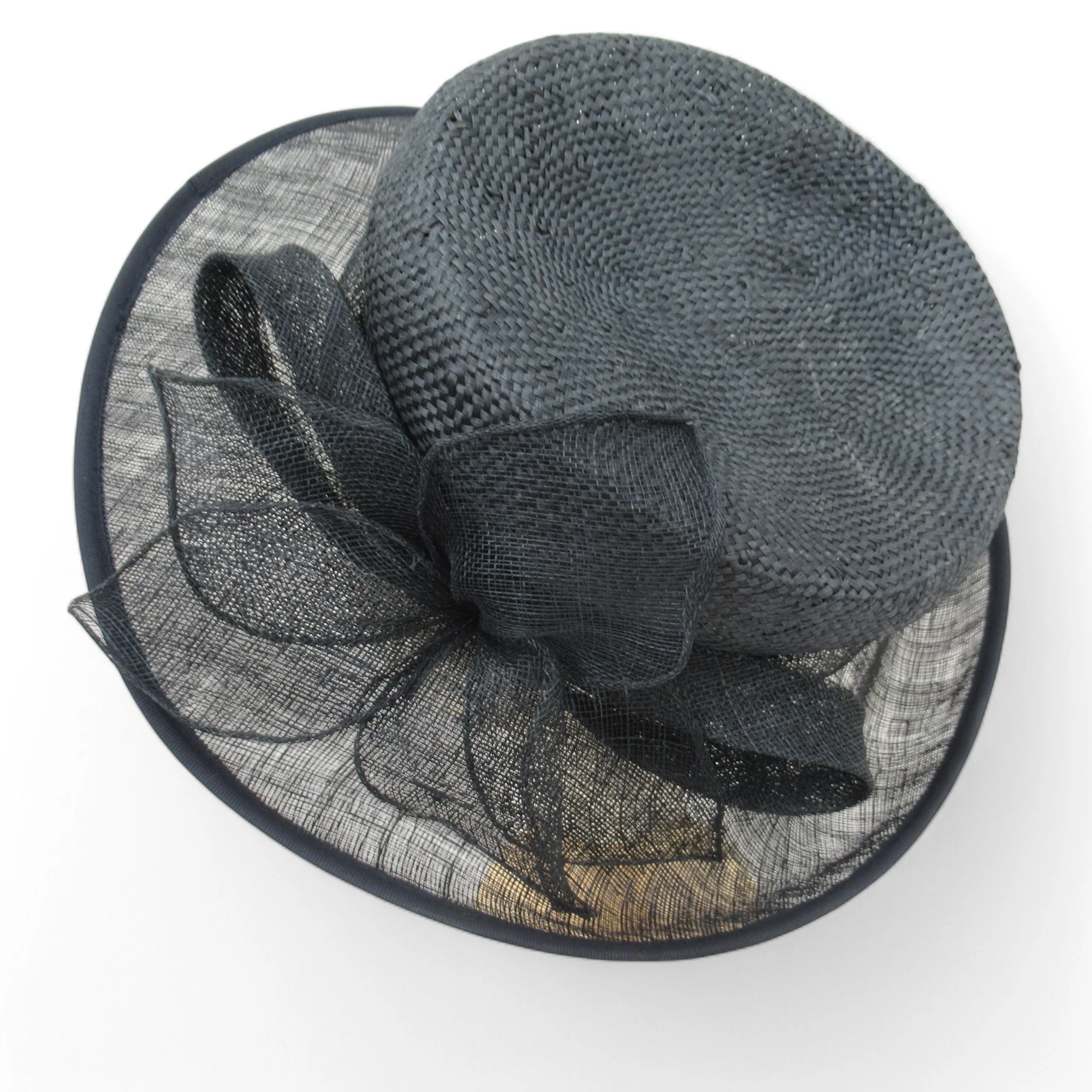 BHS Mother Of Bride Hat Navy Straw Vintage Womenswear | Pre-loved - Image 2
