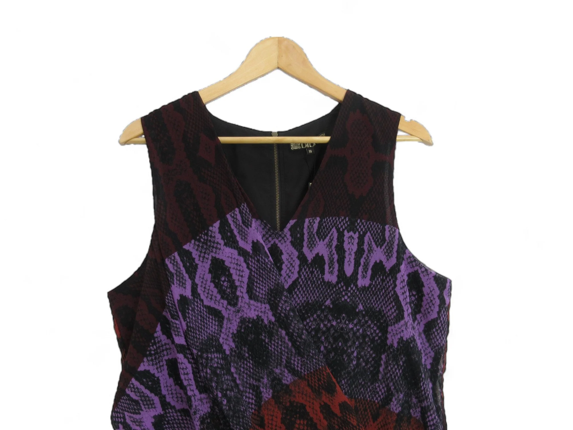 Biba UK 16 Multicoloured Snake Chiffon Dress Womenswear | Preloved - Image 2