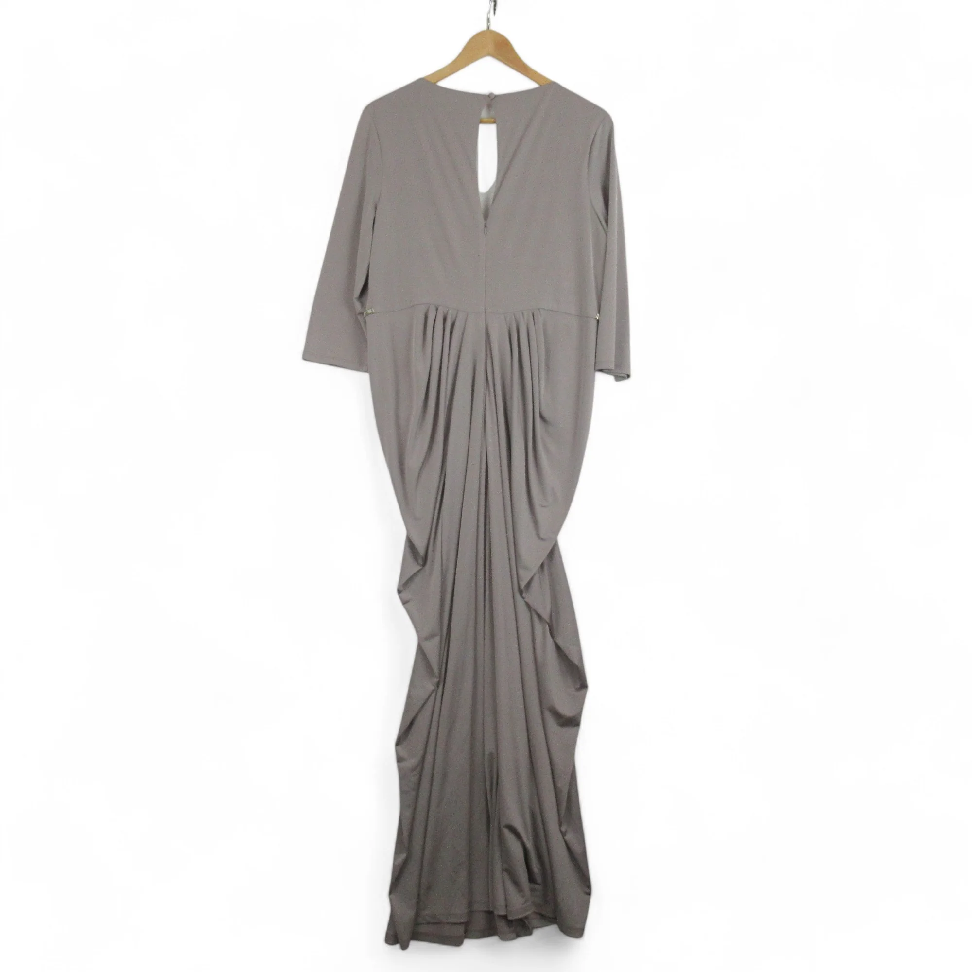 Biba UK 18 Grey Drape Dress V Neck Long Womenswear | Preloved - Image 4