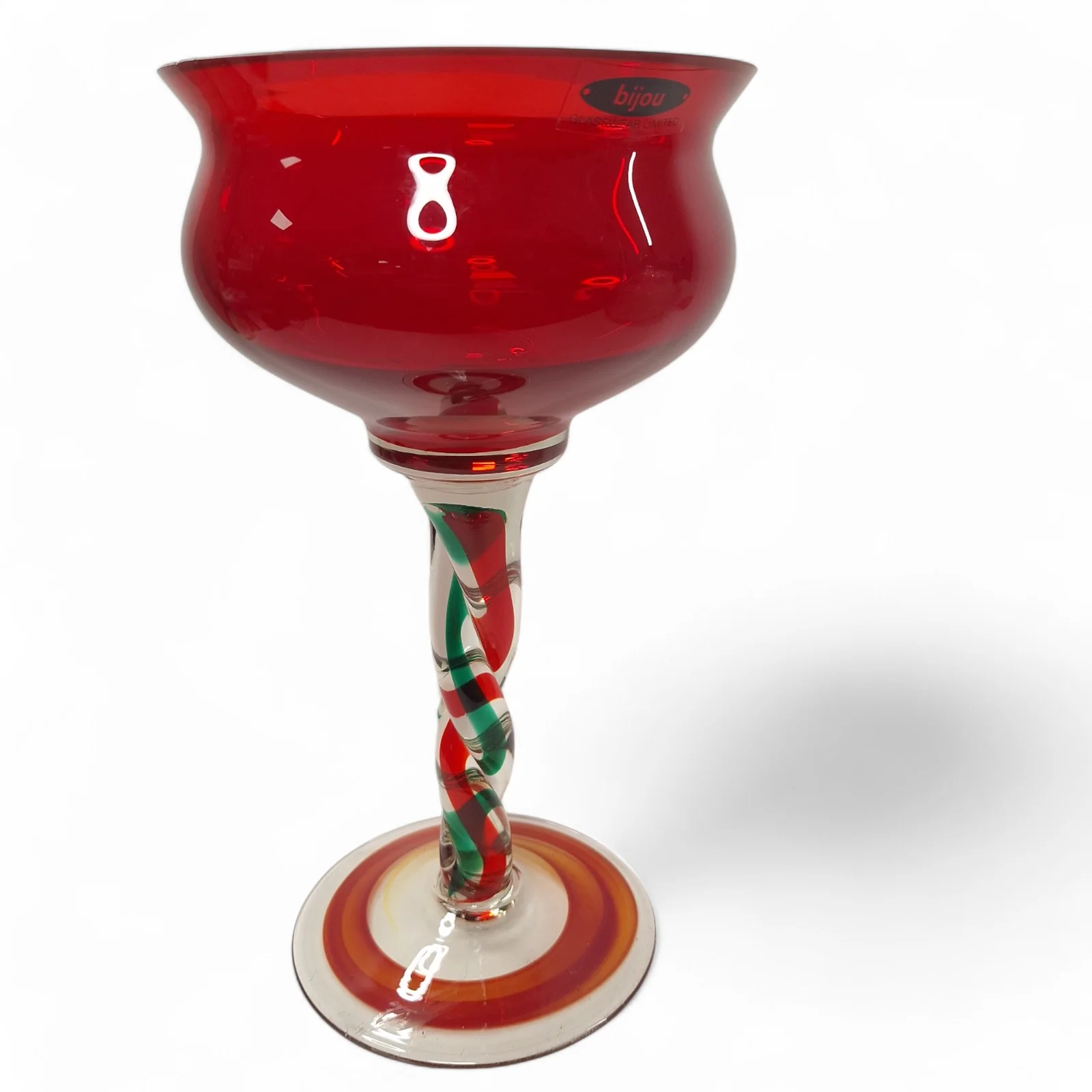 Bijou Glassware Red Glass Twisted Stem Decorative Goblet Large | Preloved - Image 3