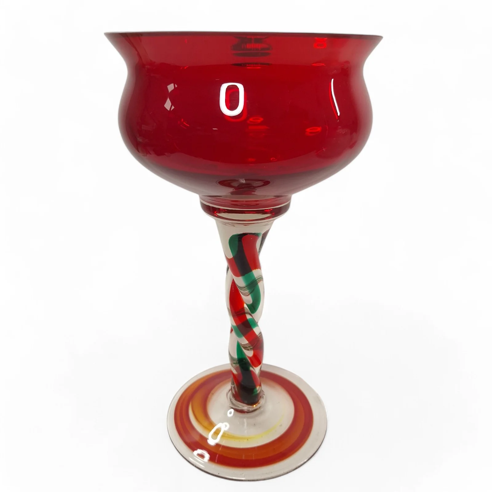 Bijou Glassware Red Glass Twisted Stem Decorative Goblet Large | Preloved - Image 4