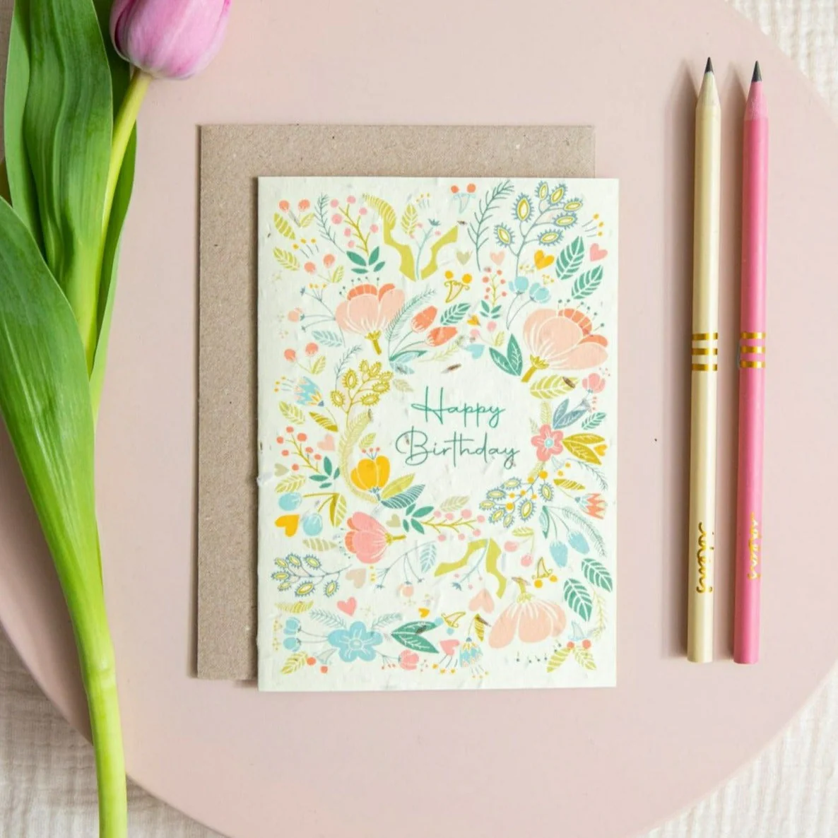 Birthday Flowers Recycled Plantable Seed Greetings Card- 5 pack