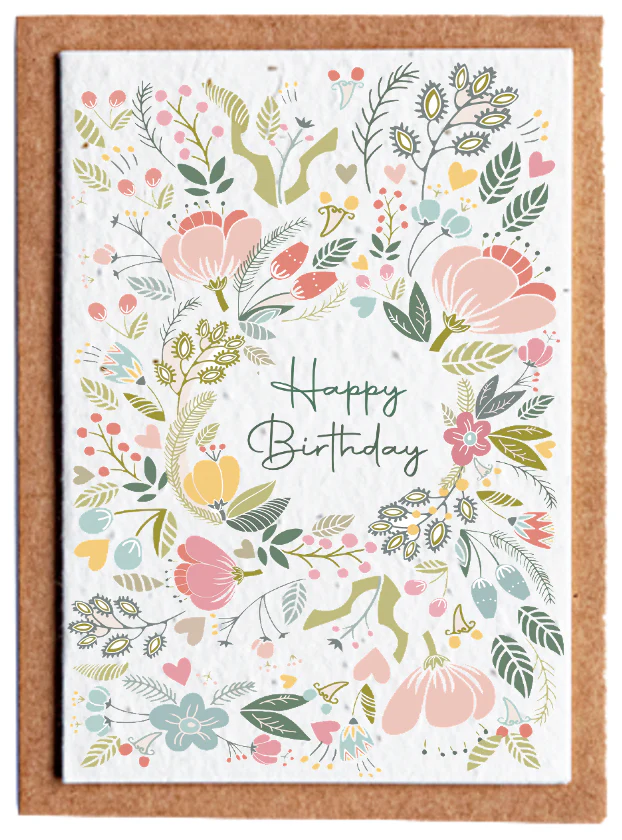 Birthday Flowers Recycled Plantable Seed Greetings Card- 5 pack - Image 4
