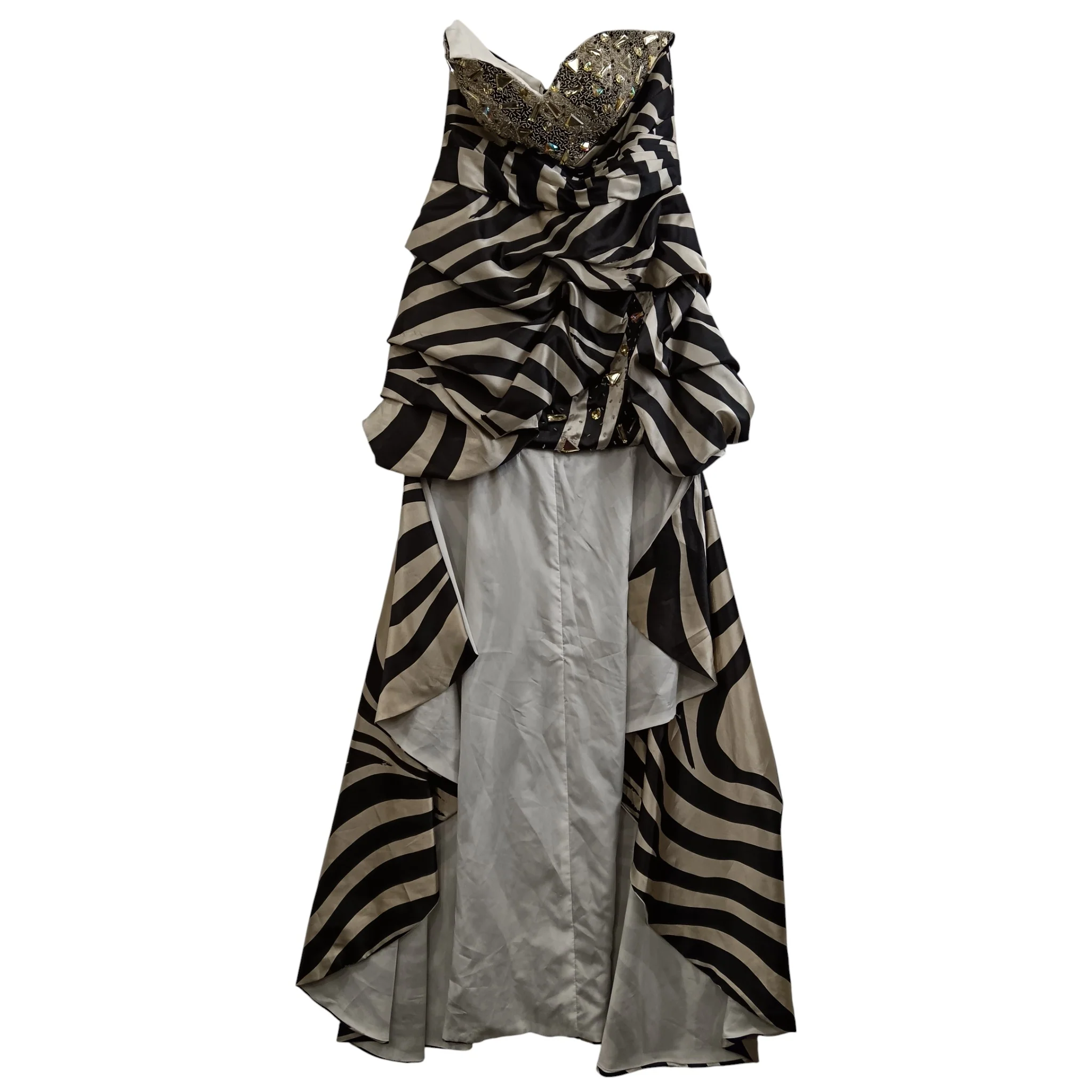 Black And Beige Hi-Low Satin Dress By Light In The Box UK 12 Womenswear | Pre-loved