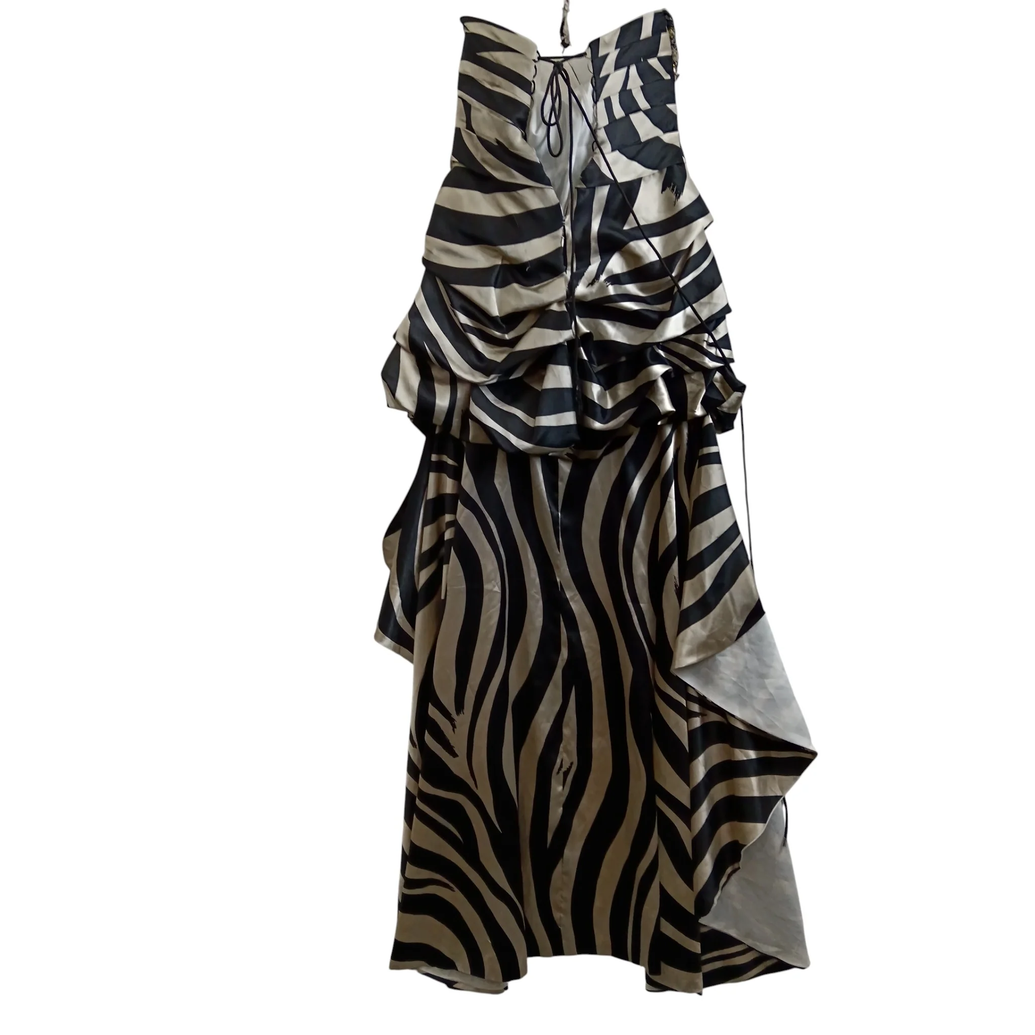 Black And Beige Hi-Low Satin Dress By Light In The Box UK 12 Womenswear | Pre-loved - Image 2