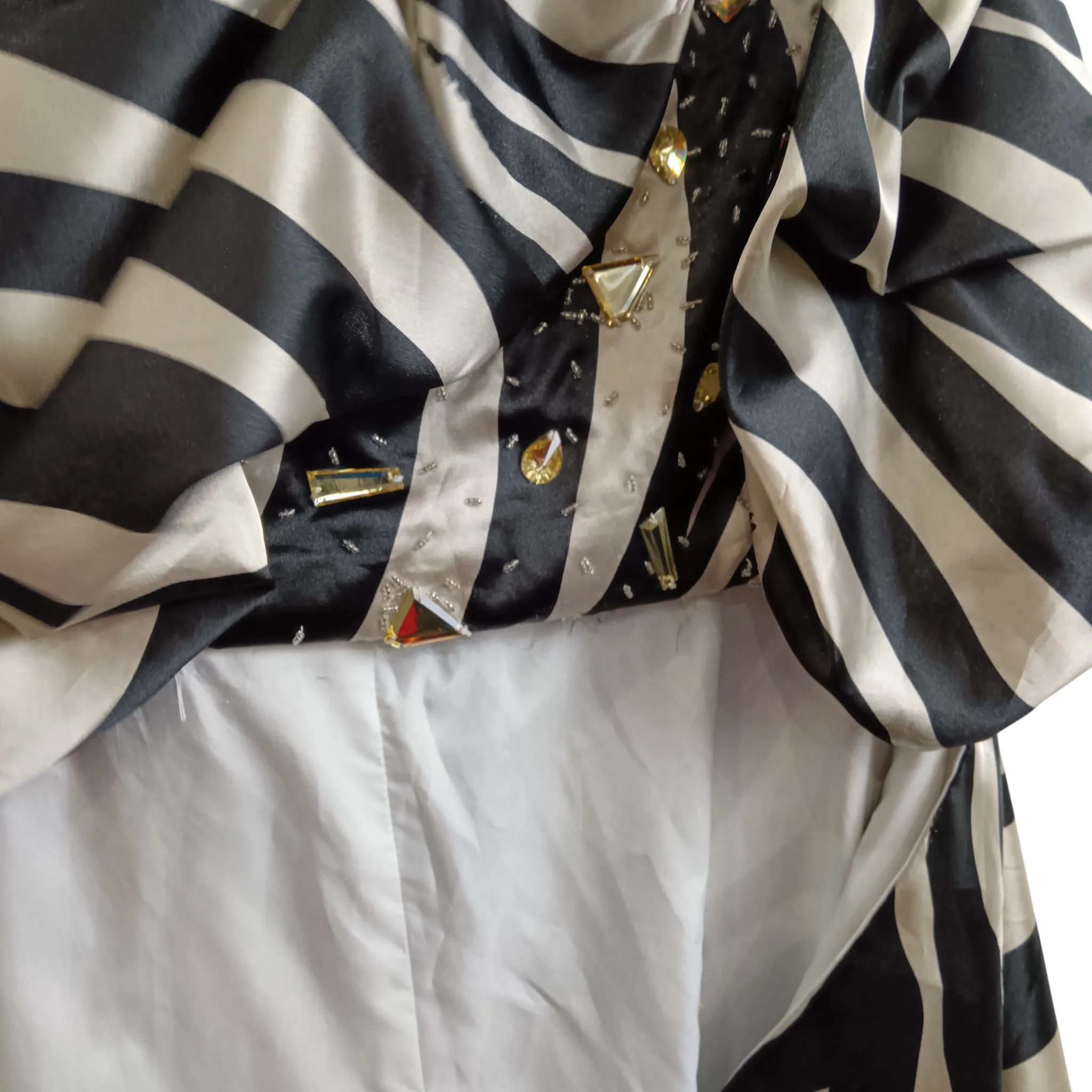Black And Beige Hi-Low Satin Dress By Light In The Box UK 12 Womenswear | Pre-loved - Image 4