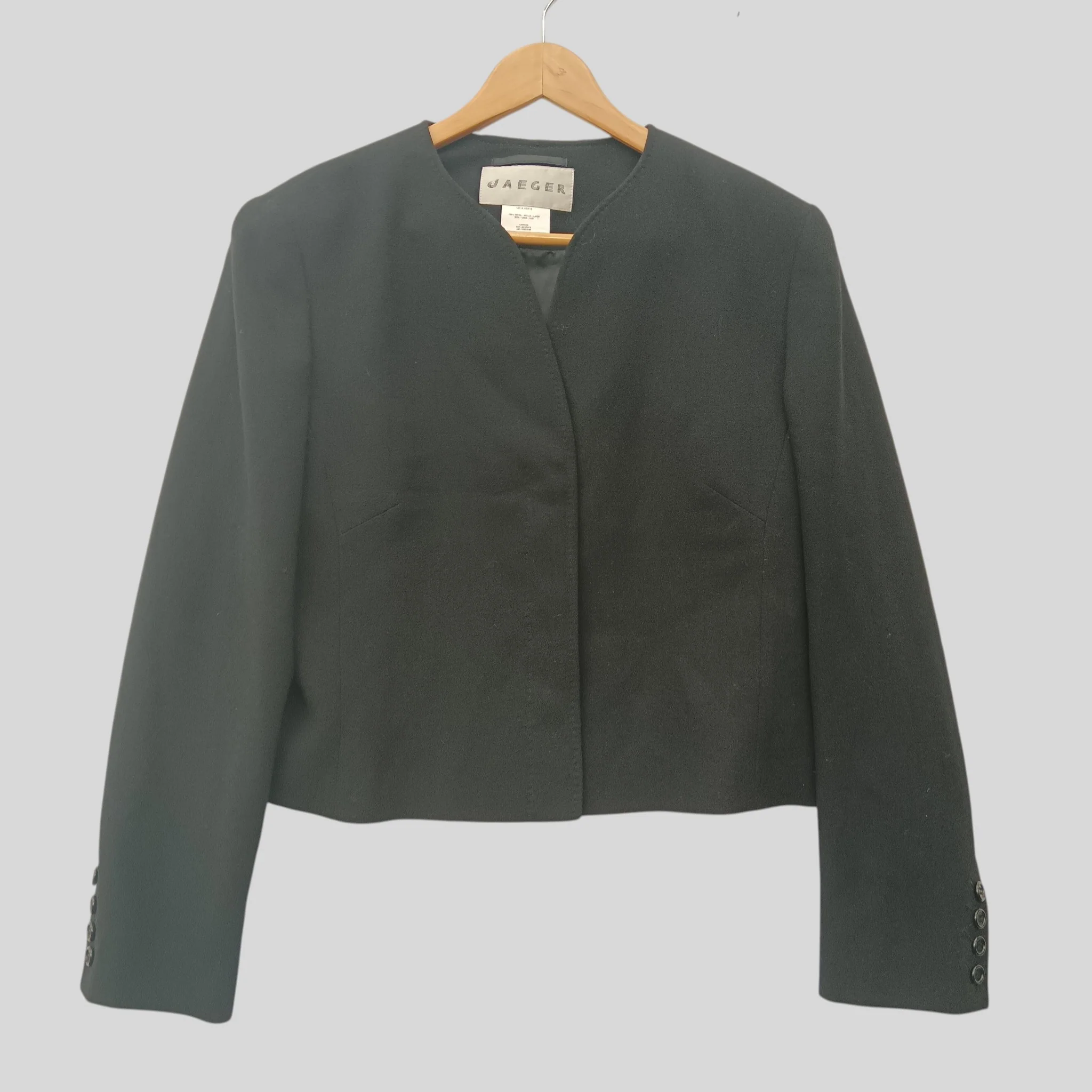 Vintage Jaeger Ladies  Black Jacket UK 14  Pure Wool Womenswear | Pre-loved
