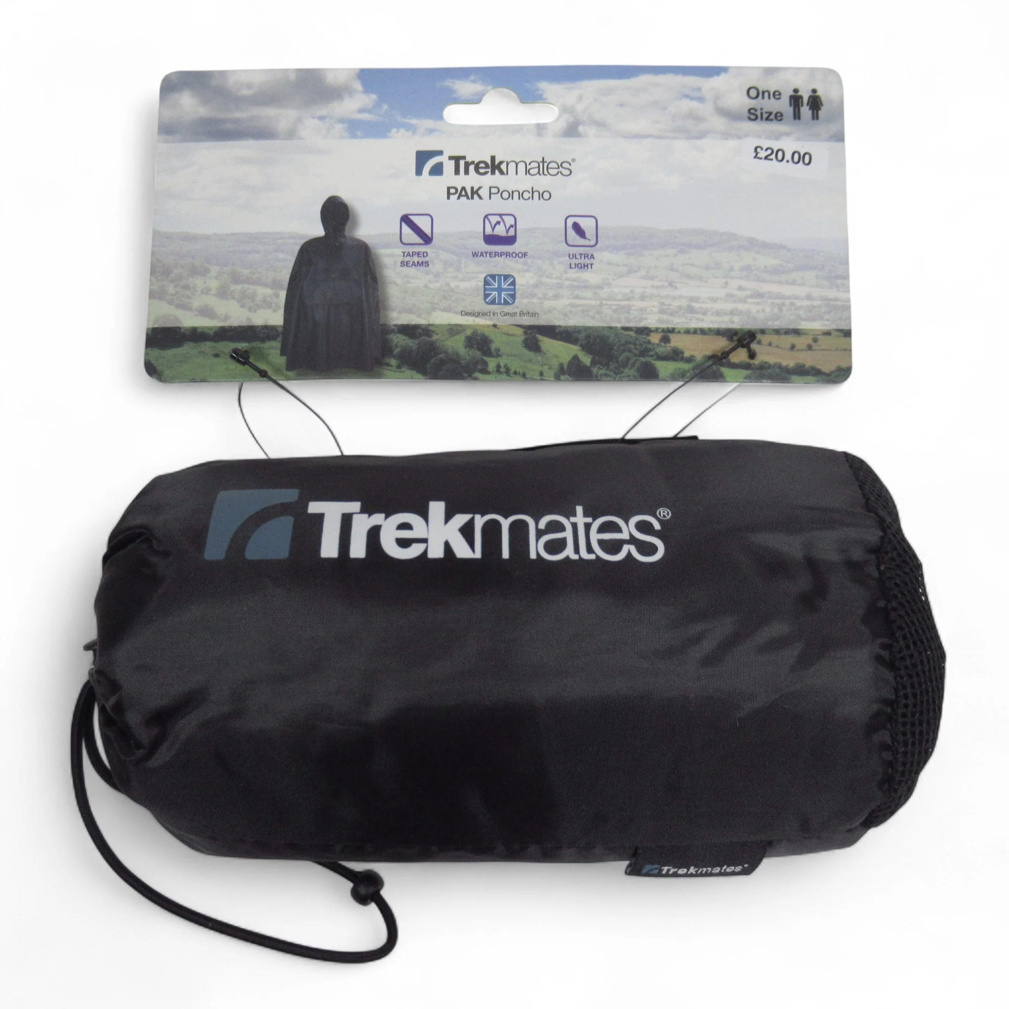 Trekmates PAK Poncho Black One-Size Waterproof Lightweight | Pre-loved
