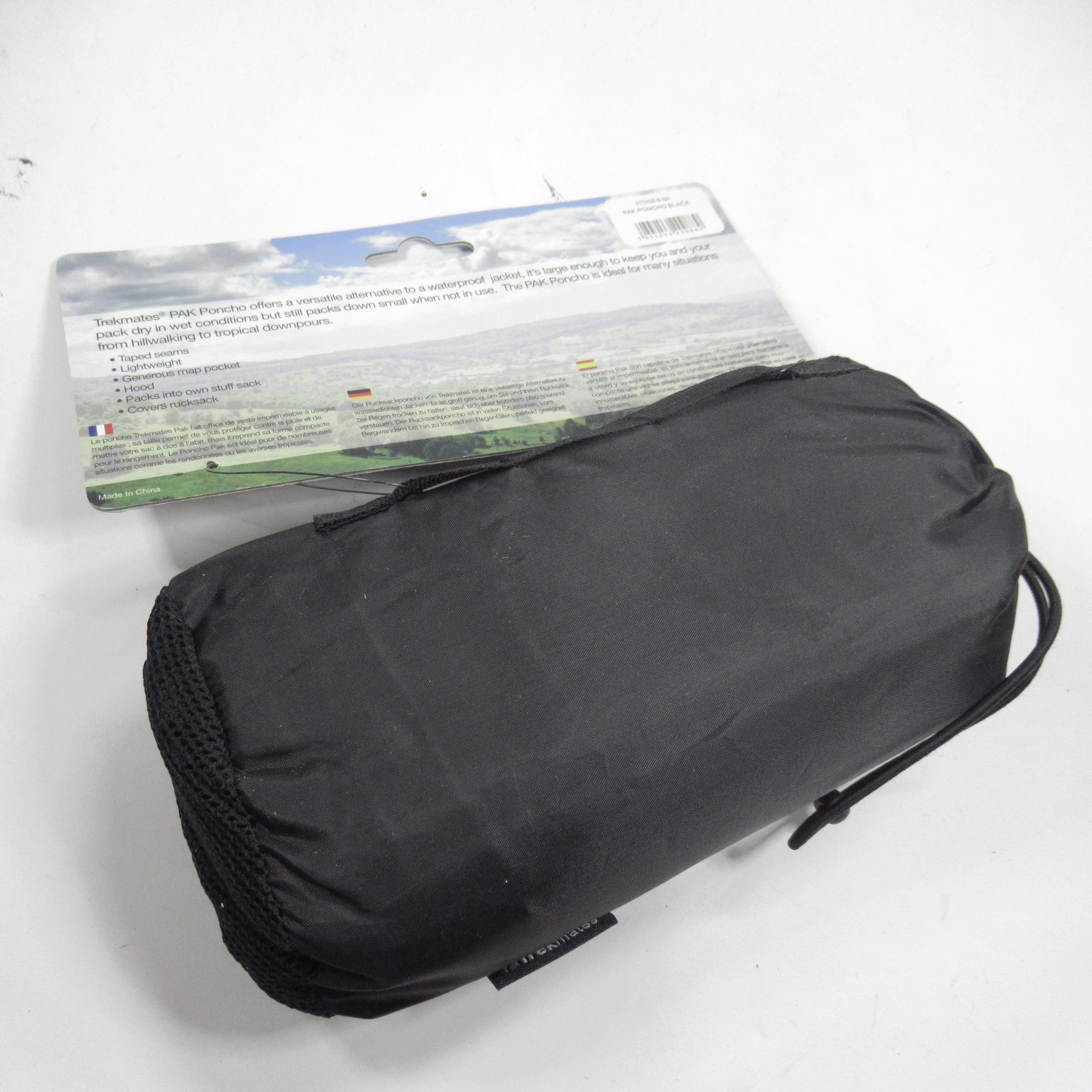 Trekmates PAK Poncho Black One-Size Waterproof Lightweight | Pre-loved - Image 2