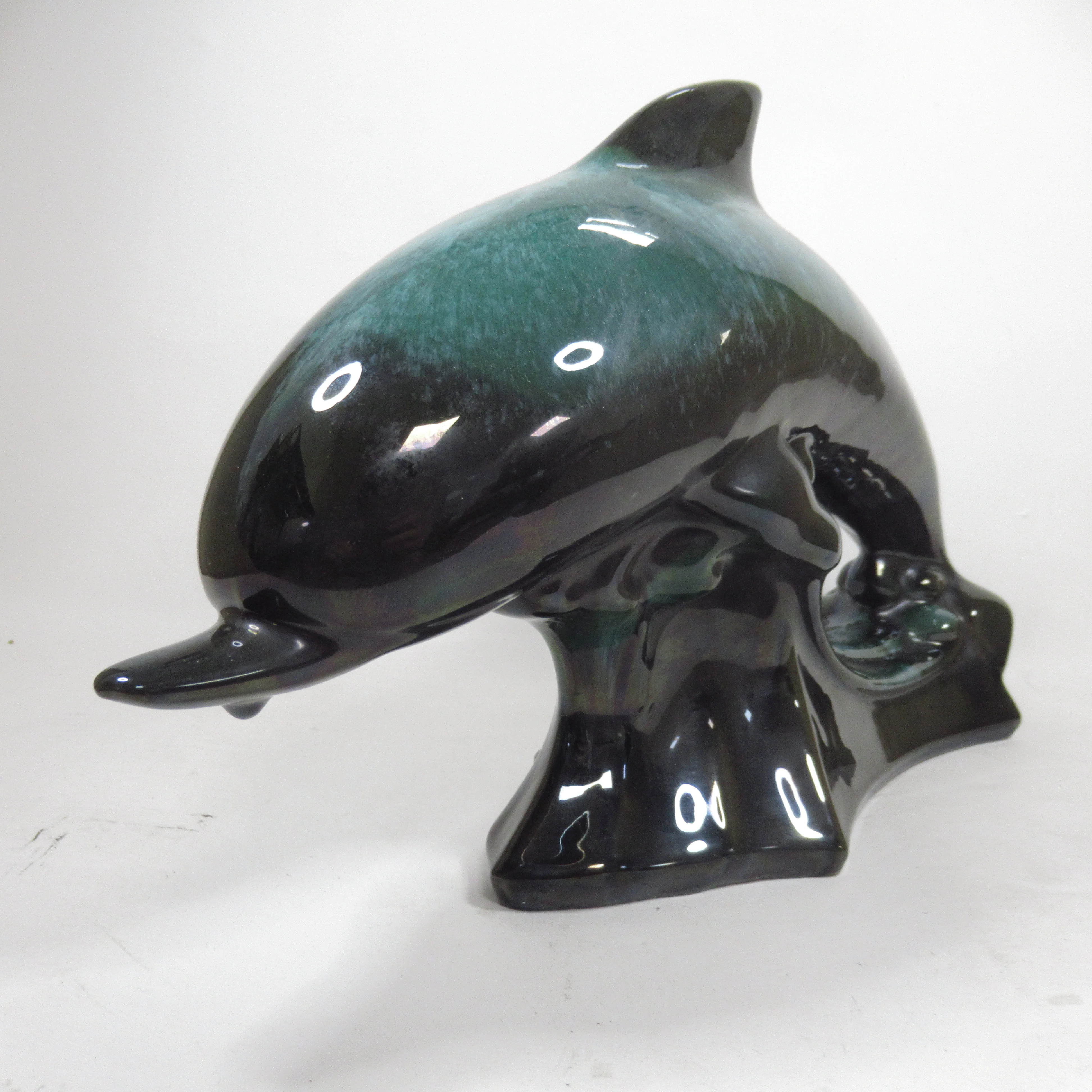 Blue Mountain Pottery Teal Green Wave Jumping Dolphin | Pre-Loved - Image 2