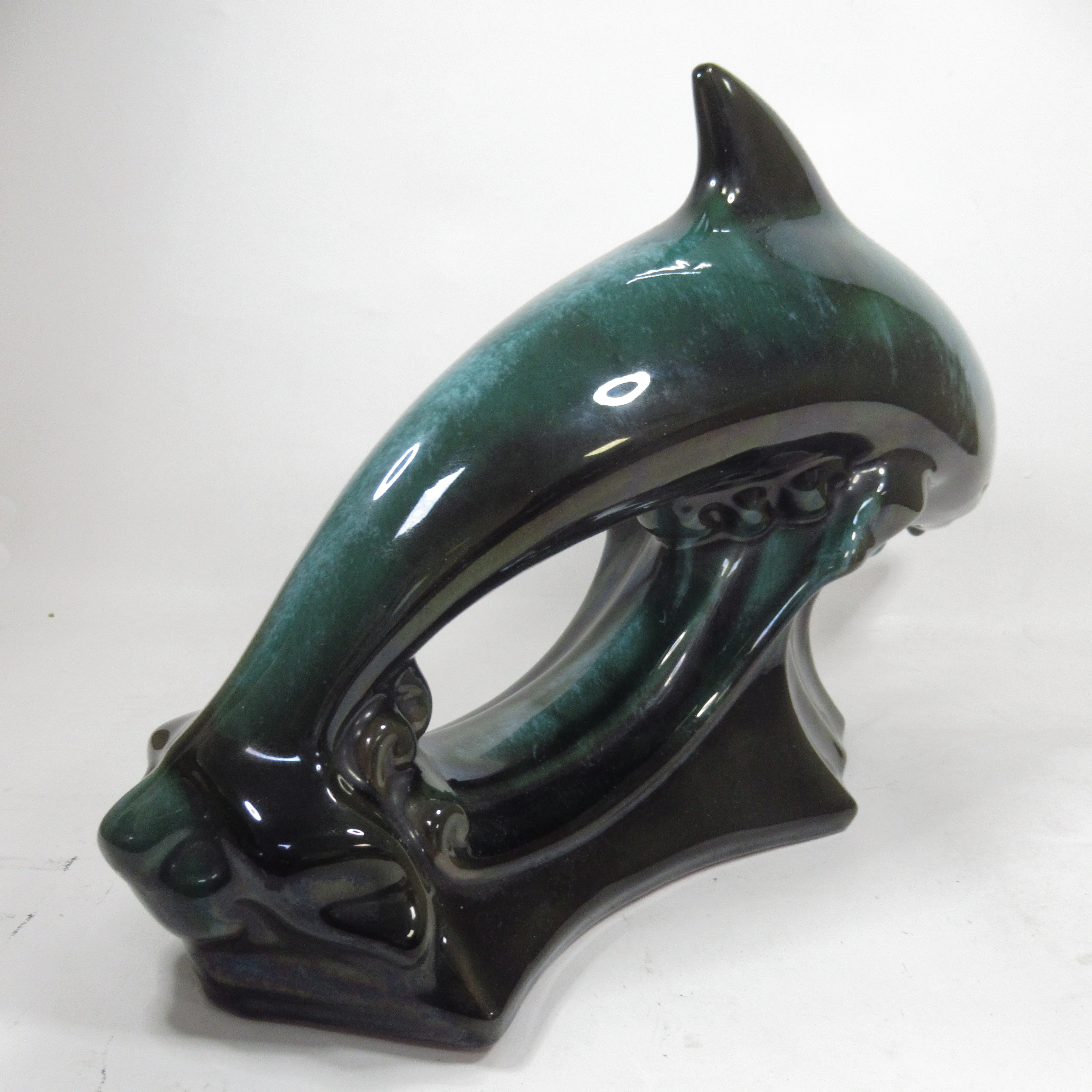 Blue Mountain Pottery Teal Green Wave Jumping Dolphin | Pre-Loved - Image 4