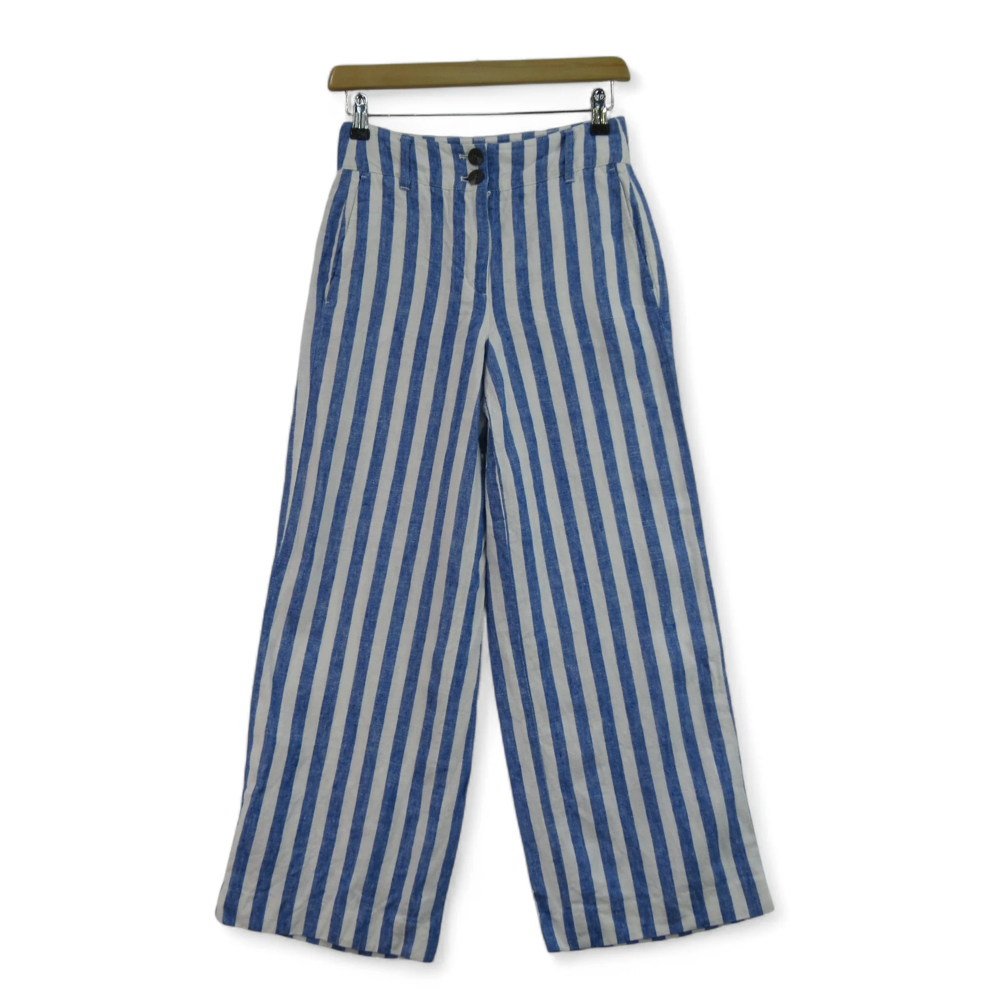 Boden Trousers UK 6P Blue White Striped Womenswear | Preloved