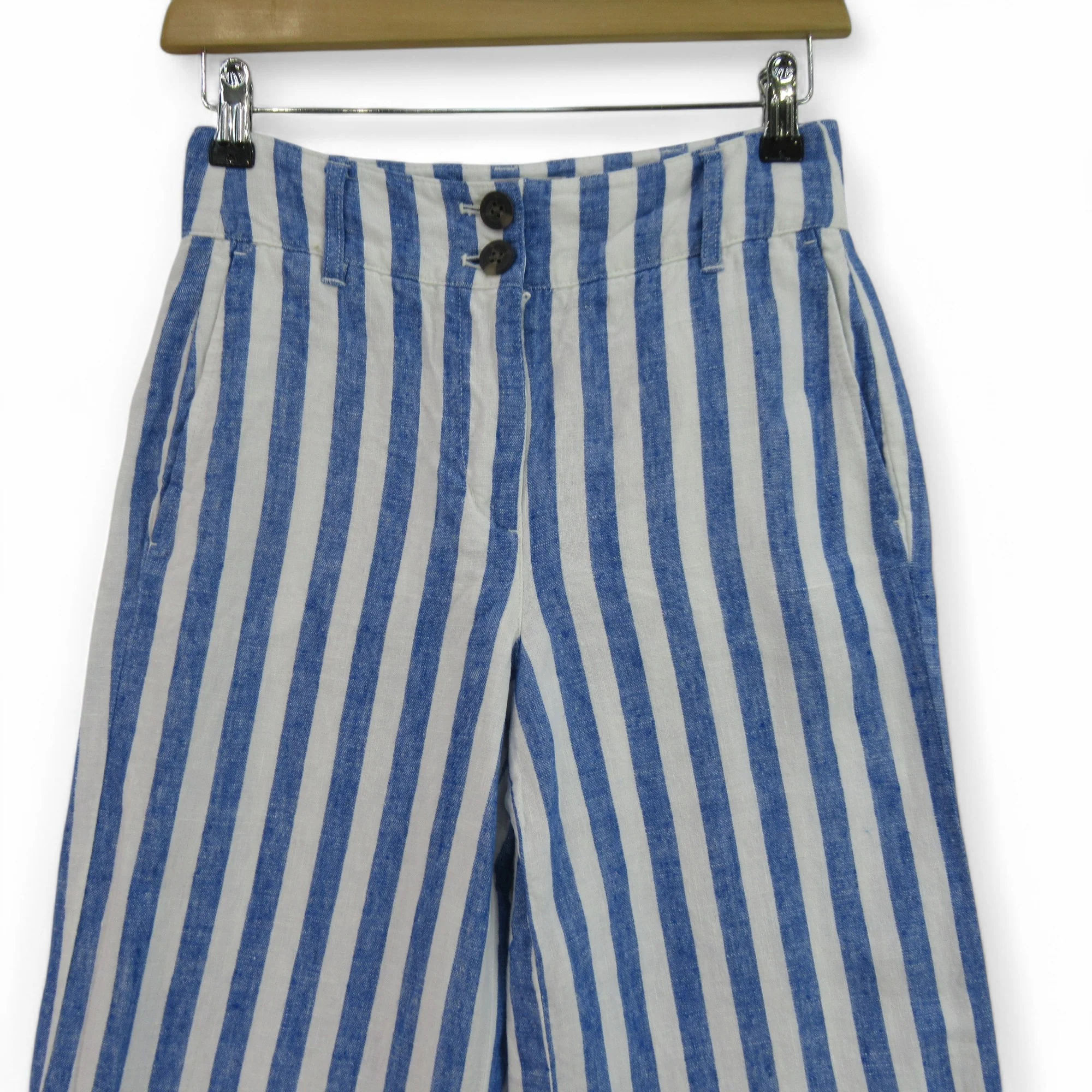Boden Trousers UK 6P Blue White Striped Womenswear | Preloved - Image 2