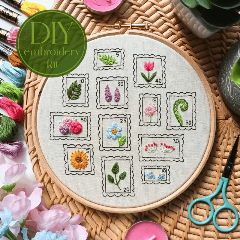 Botanical Stamps | DIY Embroidery Kit | EmBeaRoidery