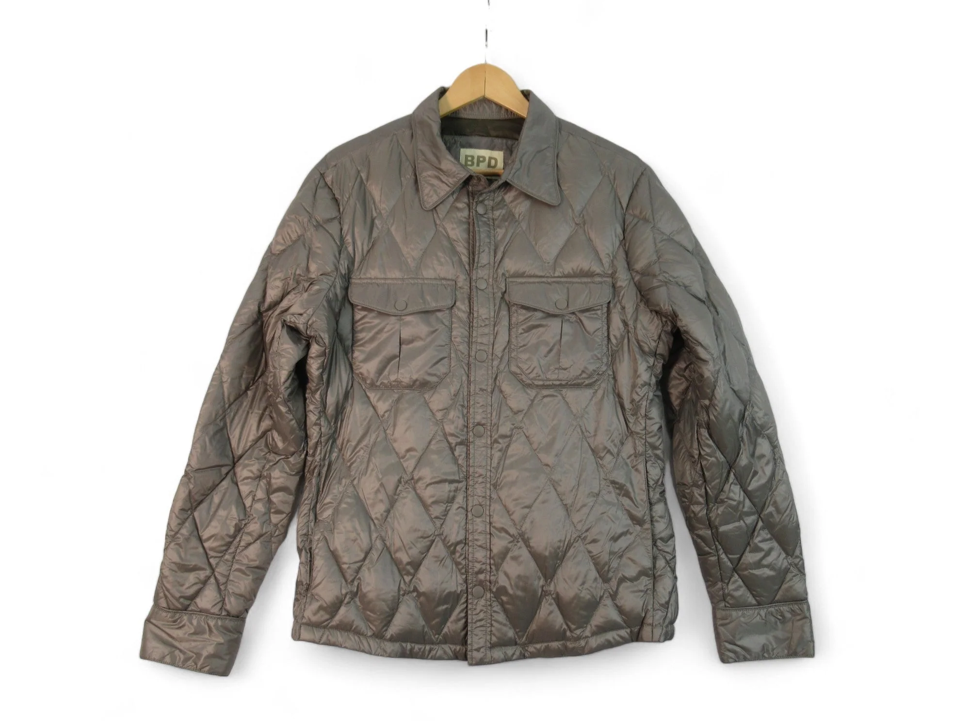 BPD Large Grey Silver Padded Jacket Menswear | Preloved
