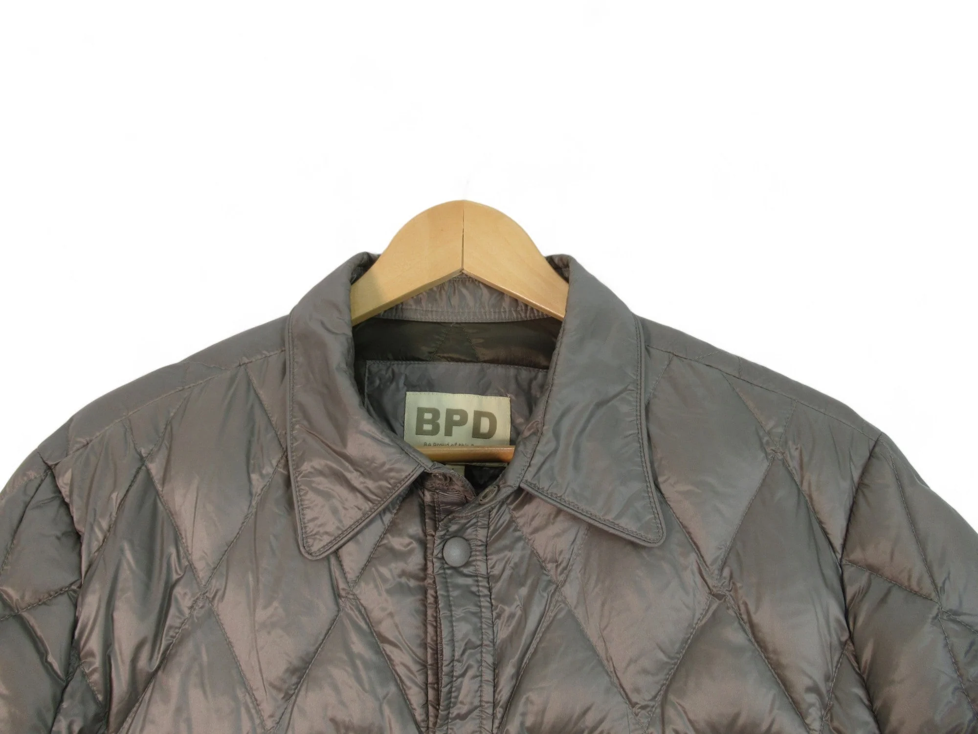 BPD Large Grey Silver Padded Jacket Menswear | Preloved - Image 2
