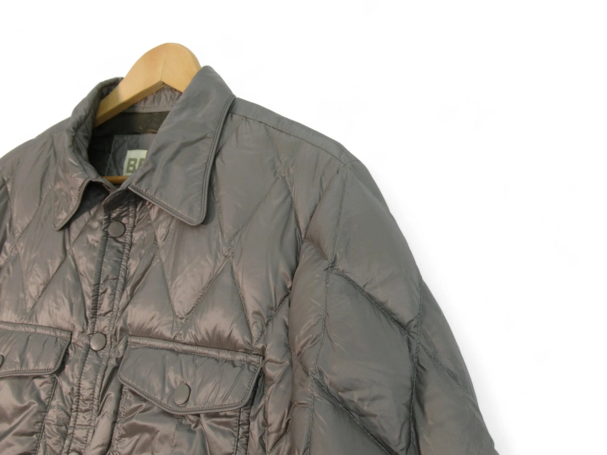 BPD Large Grey Silver Padded Jacket Menswear | Preloved - Image 3