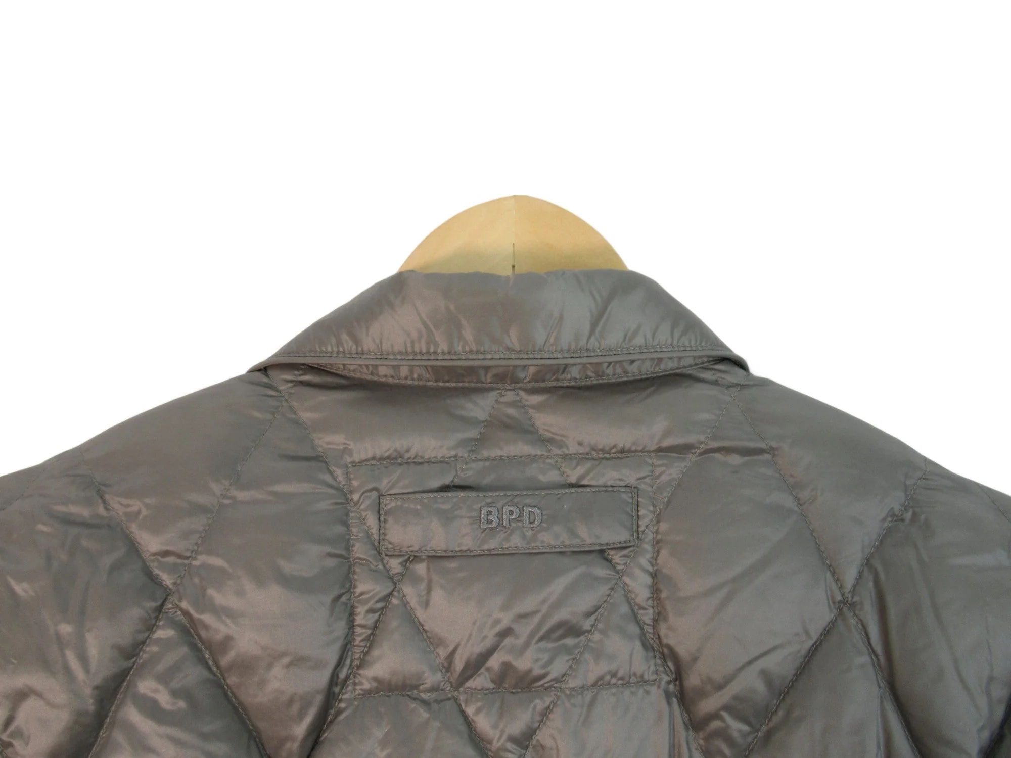 BPD Large Grey Silver Padded Jacket Menswear | Preloved - Image 5