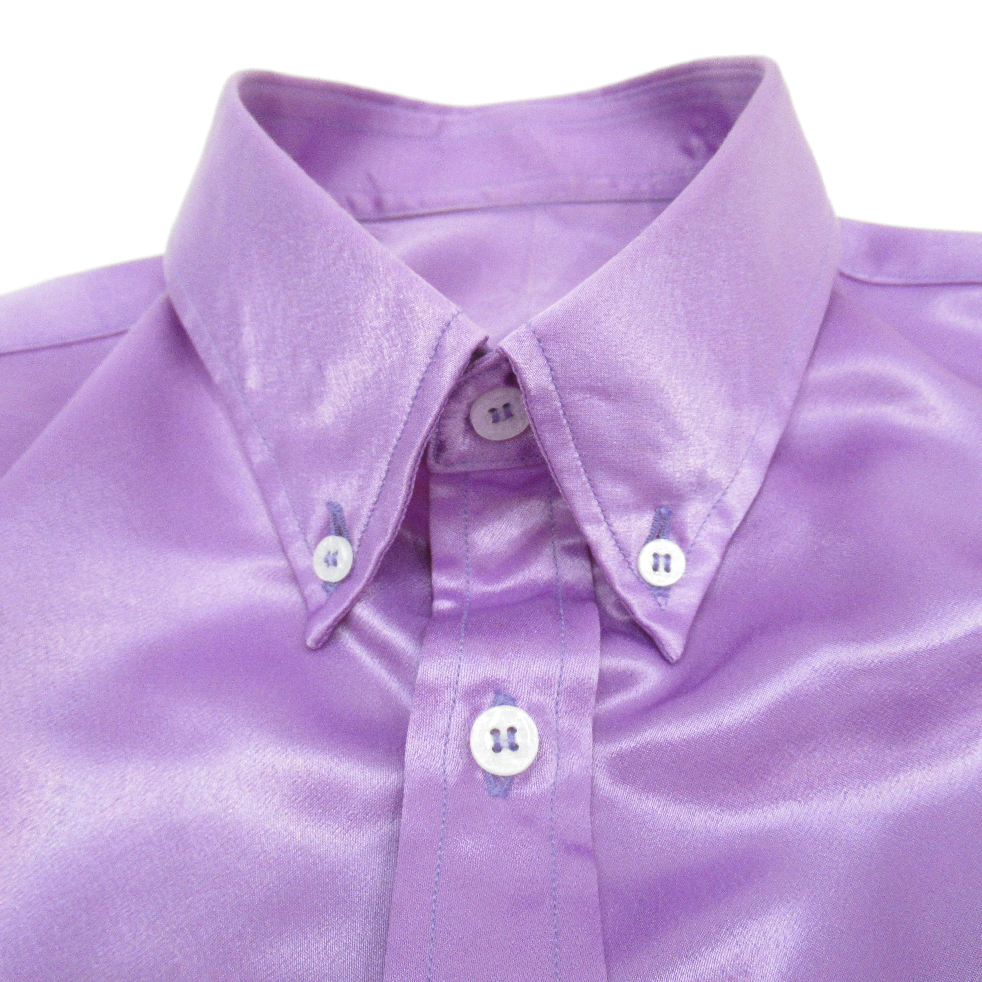 Brioni Vintage Satin Shirt XL Purple Lilac Menswear | Pre-loved - Image 6