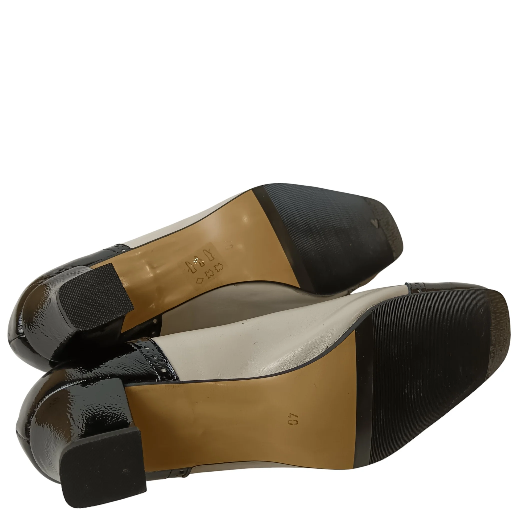 Brunus Oxford Kitten Heels Ladies Women's Beige & Black Leather Shoes UK 6.5- Womenswear | Preloved - Image 6