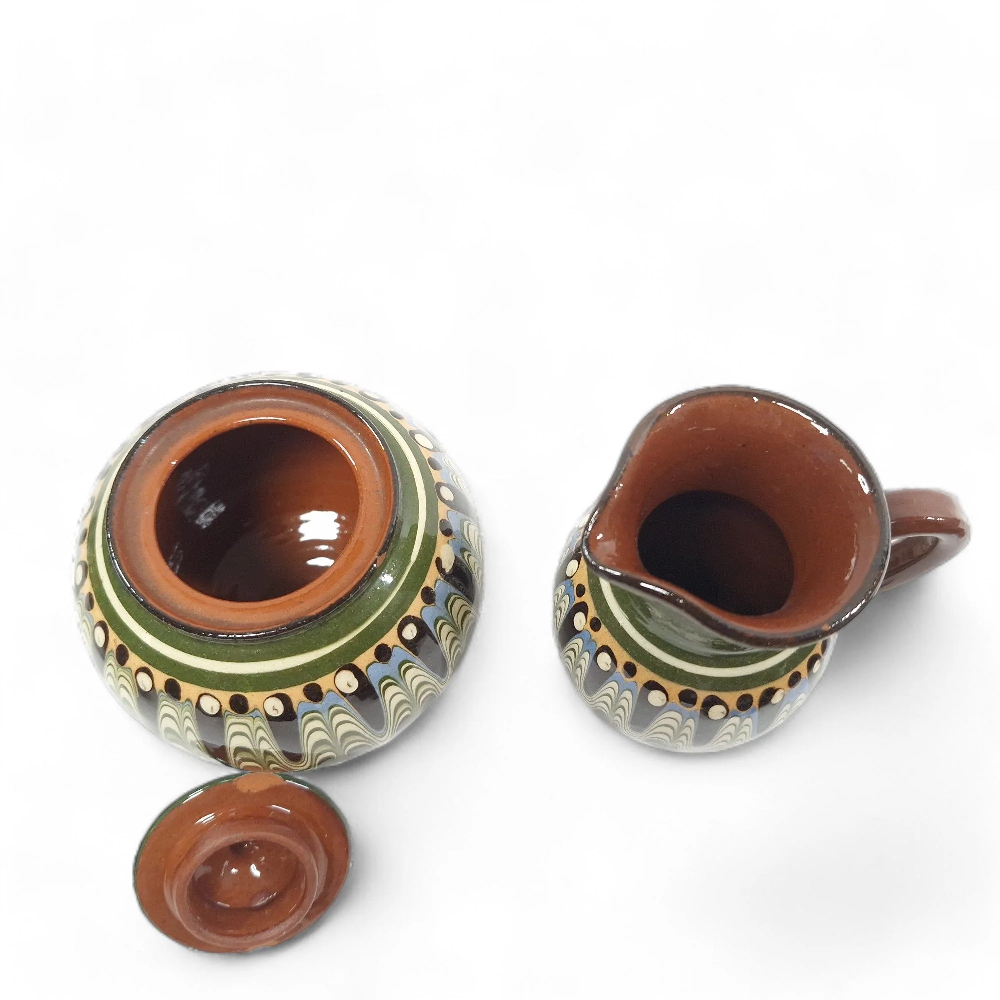 Bulgarian Peacock Eye Tea Set 13pc Drip Glaze | Preloved - Image 6