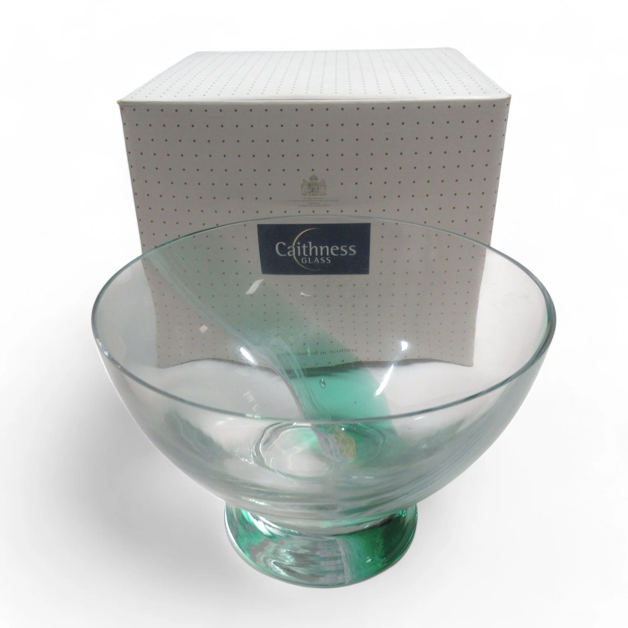 Caithness Scottish Glass Bowl Green Swirl Boxed Decorative | Preloved