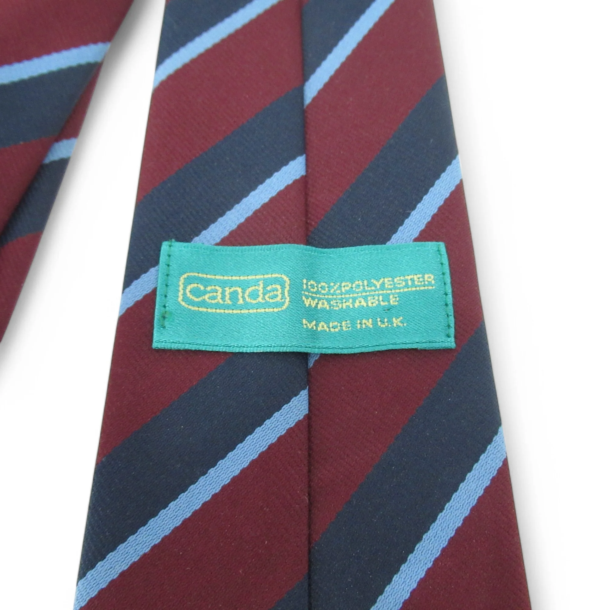 Canda Vintage Tie Burgundy Blue Stripe Menswear | Pre-loved - Image 3