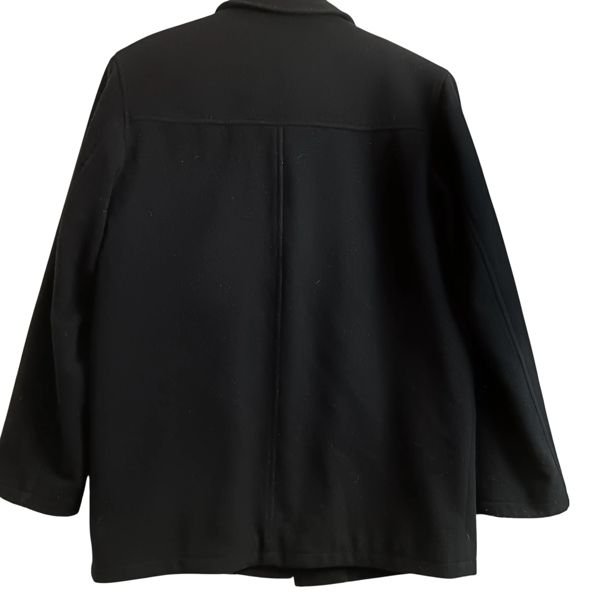 Carabou Wool And Cashmere Men's Black Overcoat UK Small Menswear | Pre-loved - Image 3