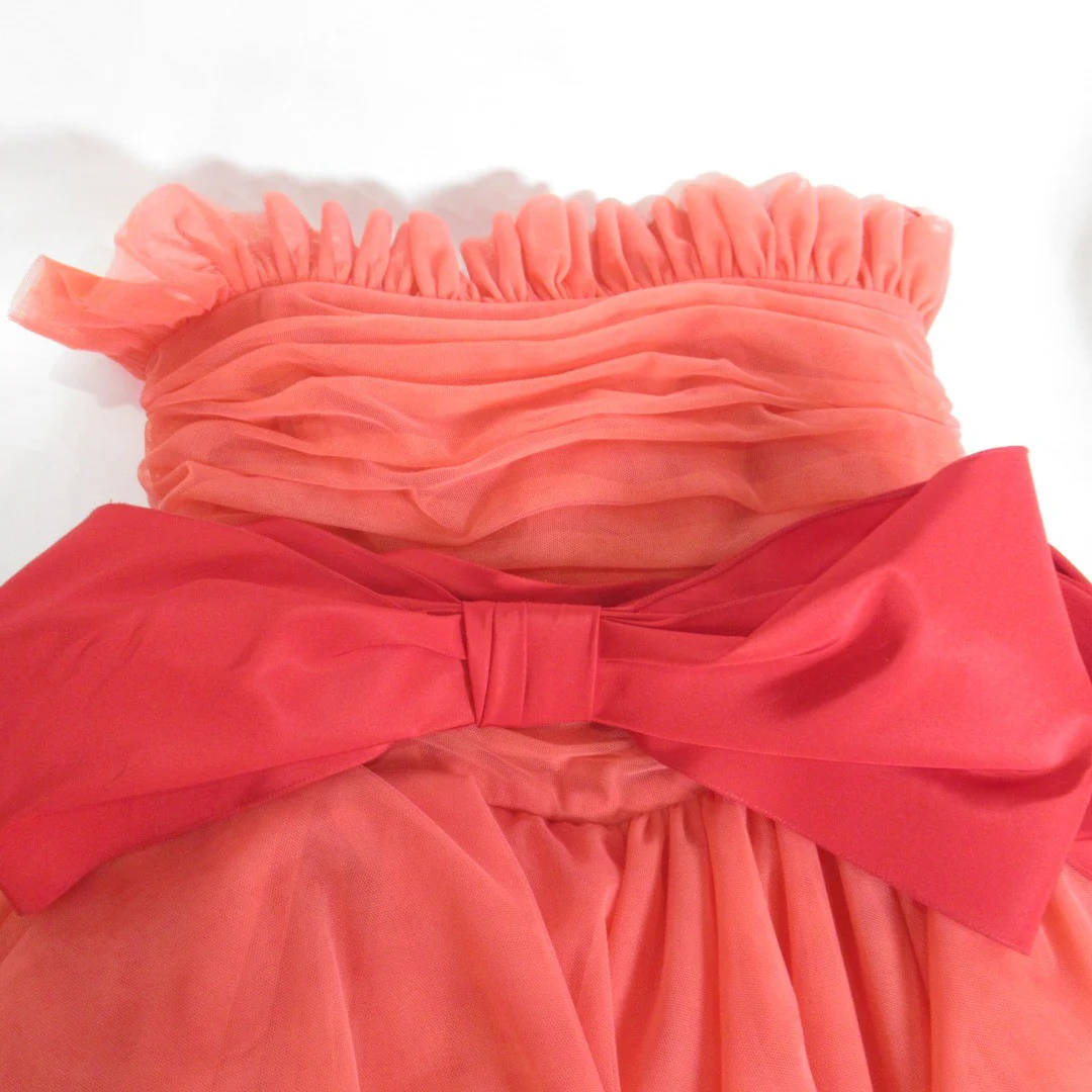 Carolina Herrera UK8 Red Strapless Mini Dress Ruffle Womenswear | Pre-loved - Image 4