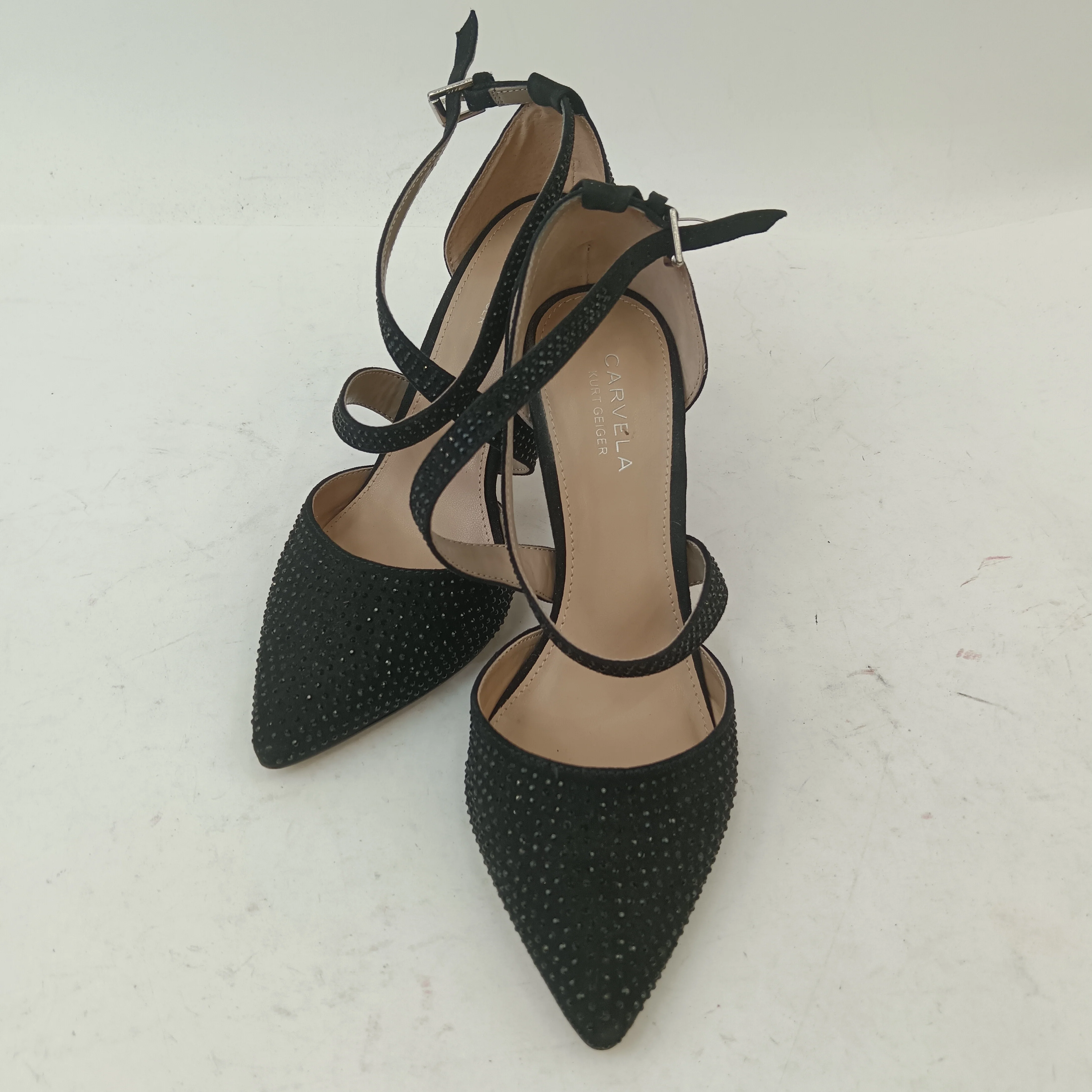 Carvela by Kurt Geiger Black Diamante Heels UK 4 Womenswear | Pre-loved