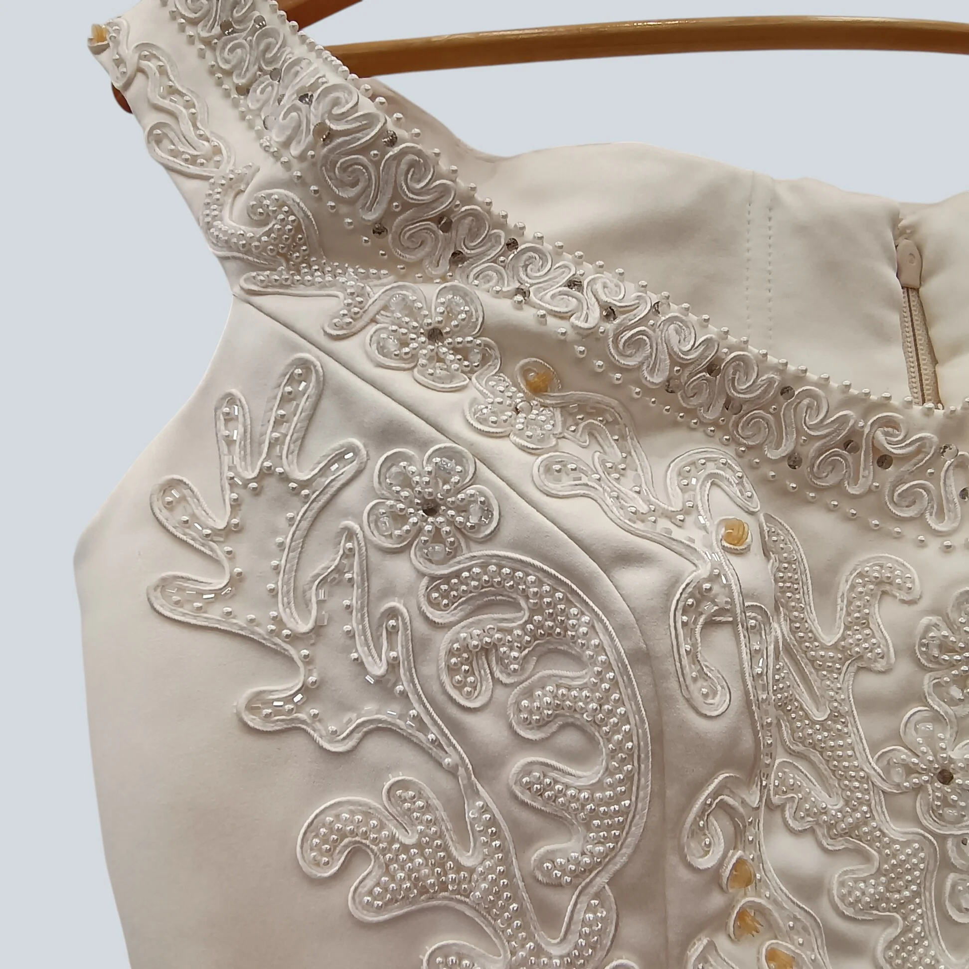Catherine Jane Ladies Ivory Satin Wedding Hi-low Dress 2Pieces Embellished Top UK Medium Womenswear | Pre-loved - Image 3