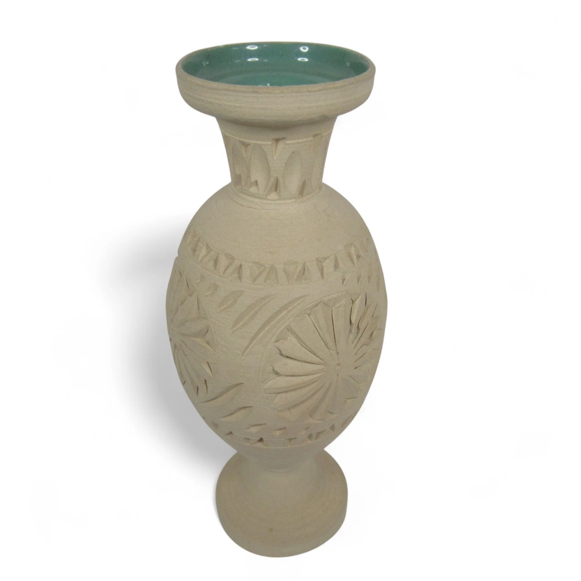Ceramic Terracotta Hand Decorated Bud Vase 18.5cm Unbranded | Pre-Loved