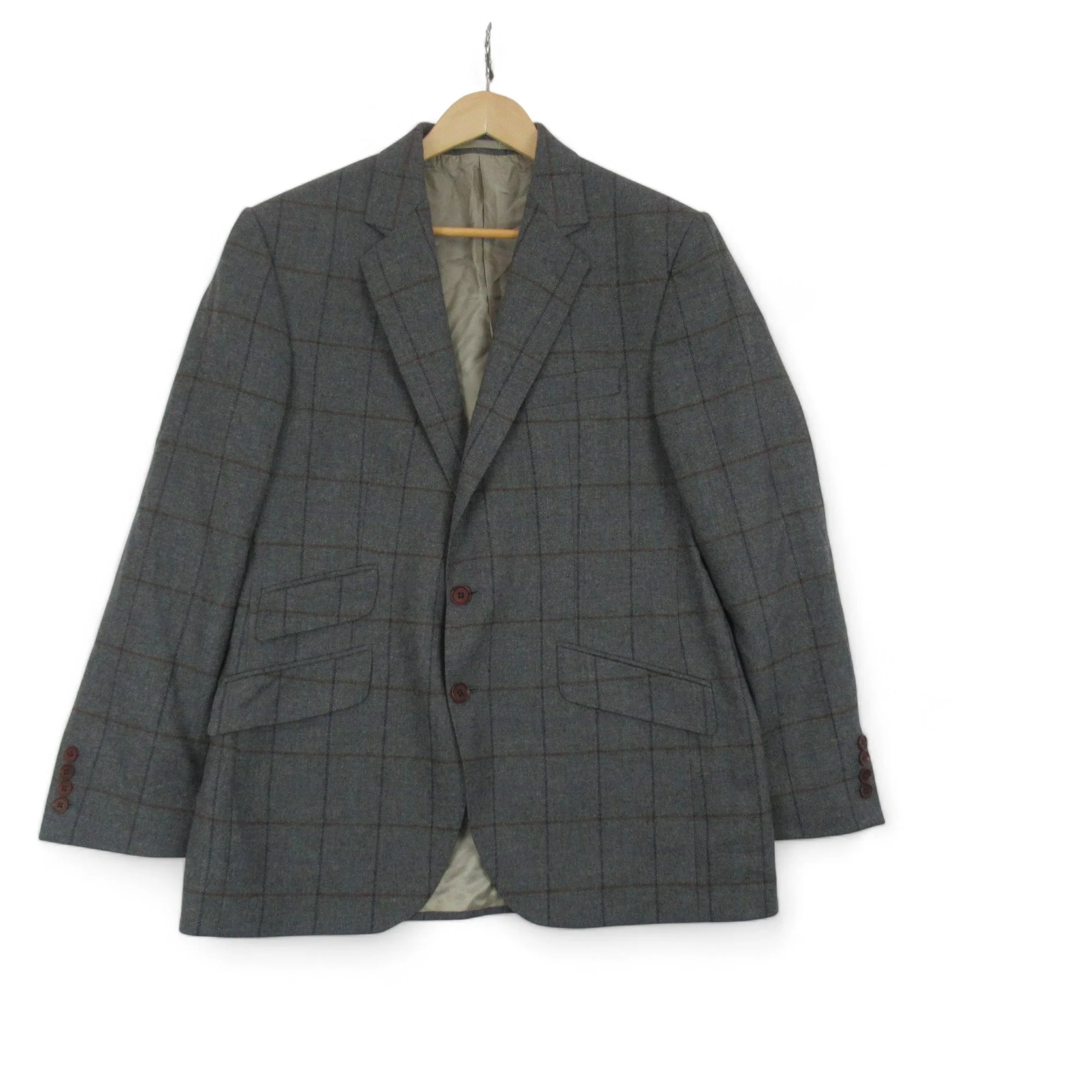 Charles Tyrwhitt 42R Grey Wool Blazer Jacket Menswear | Preloved