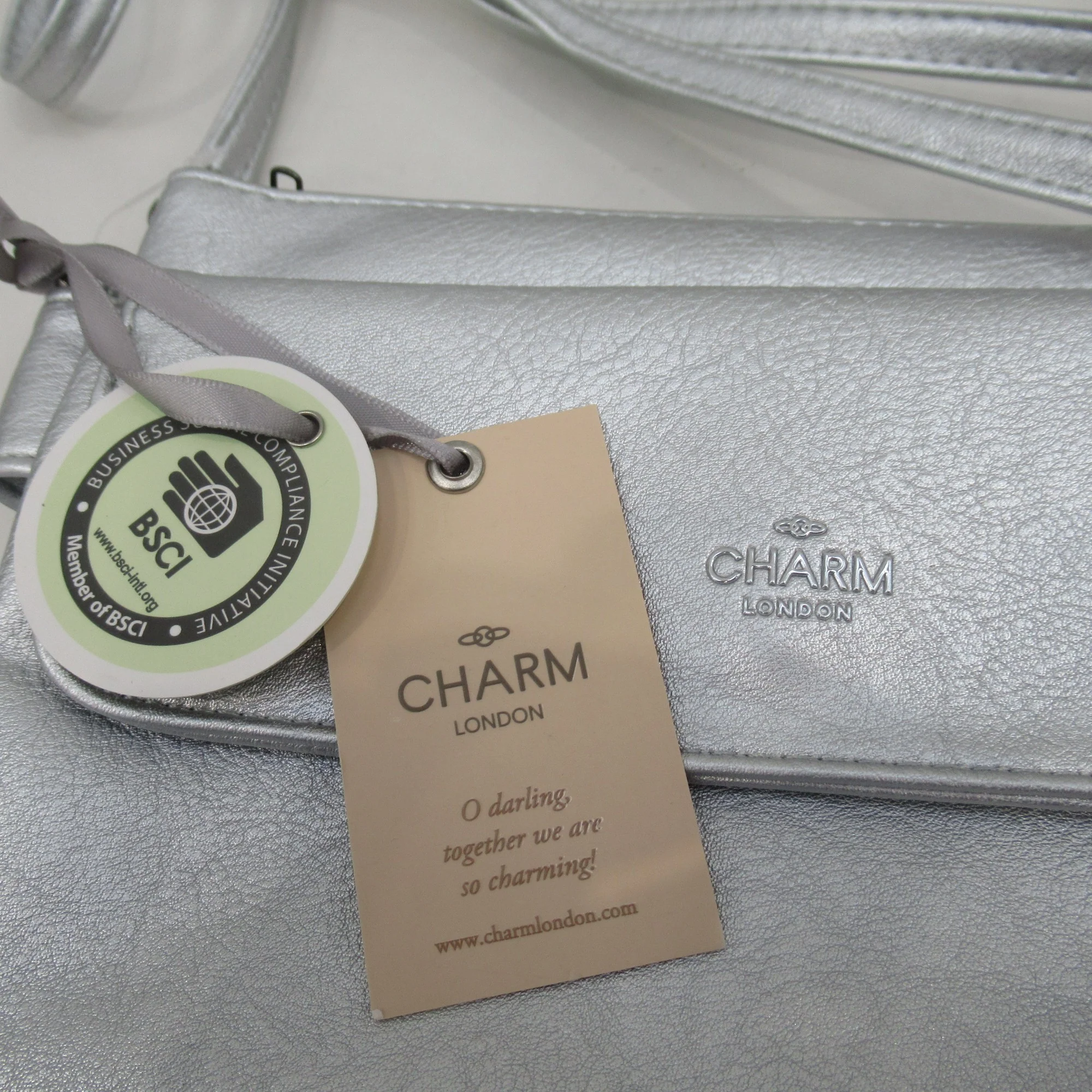 Charm London Crossbody Handbag Silver Small Womenswear | Preloved - Image 4