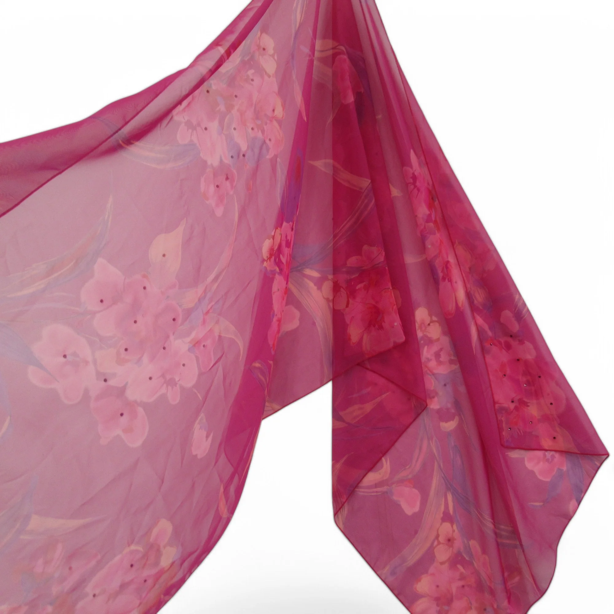 Chiffon Scarf Shawl Pink Floral Womenswear | Preloved - Image 5