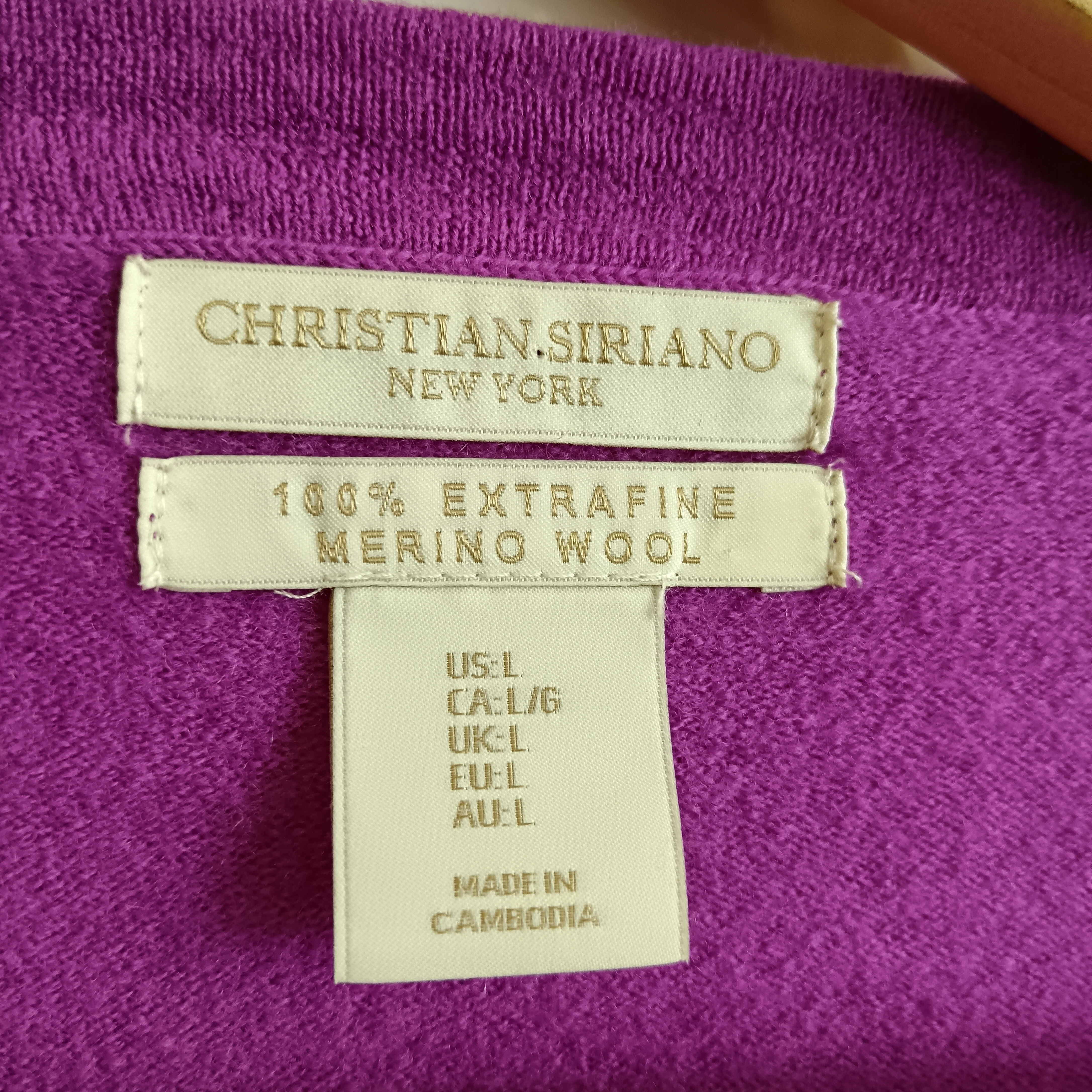 Christian Siriano Pure Merion Wool Women's  Fuchsia Jumper UK Large- Womenswear | Pre-loved - Image 3